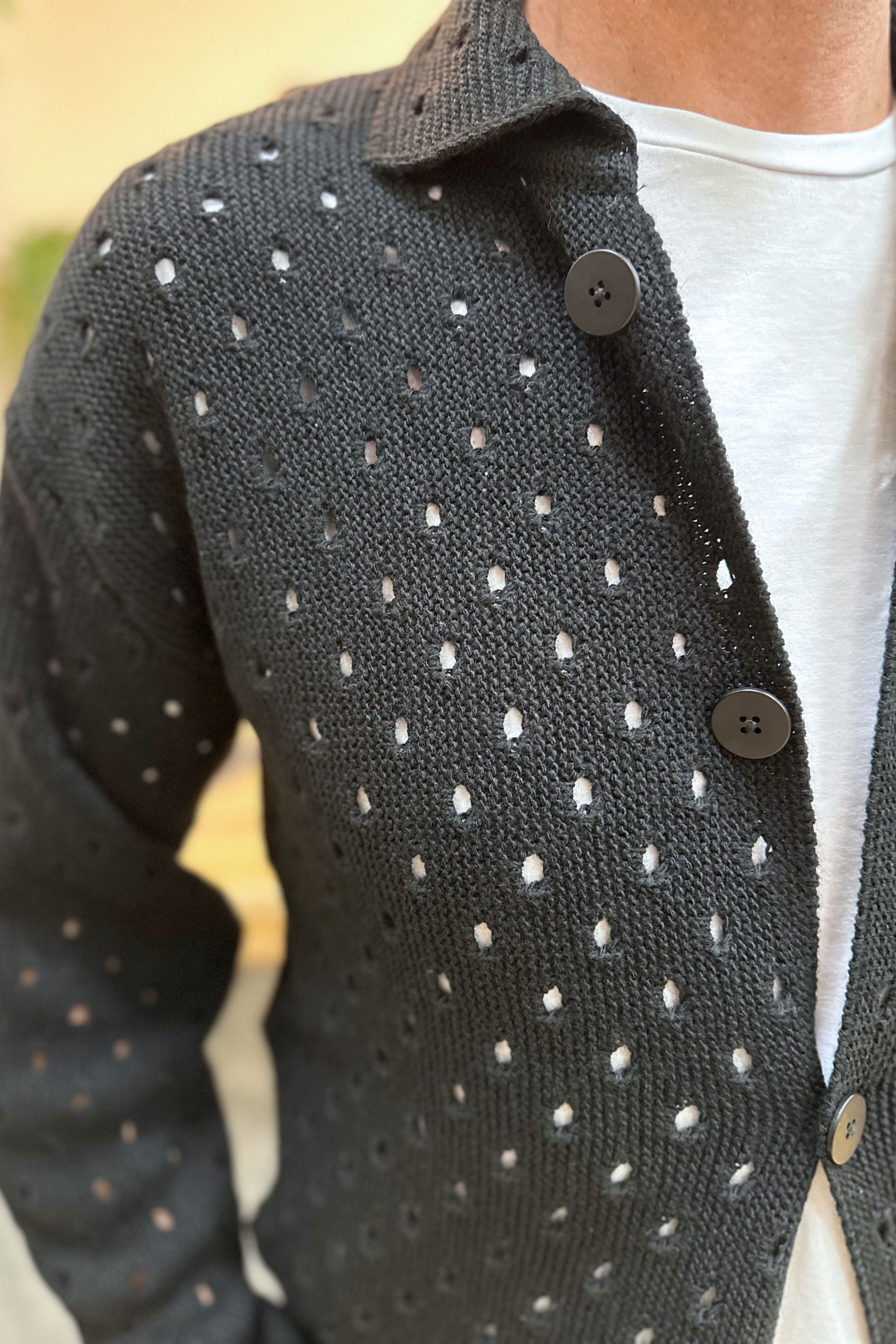 Cardigan Traforato Nero