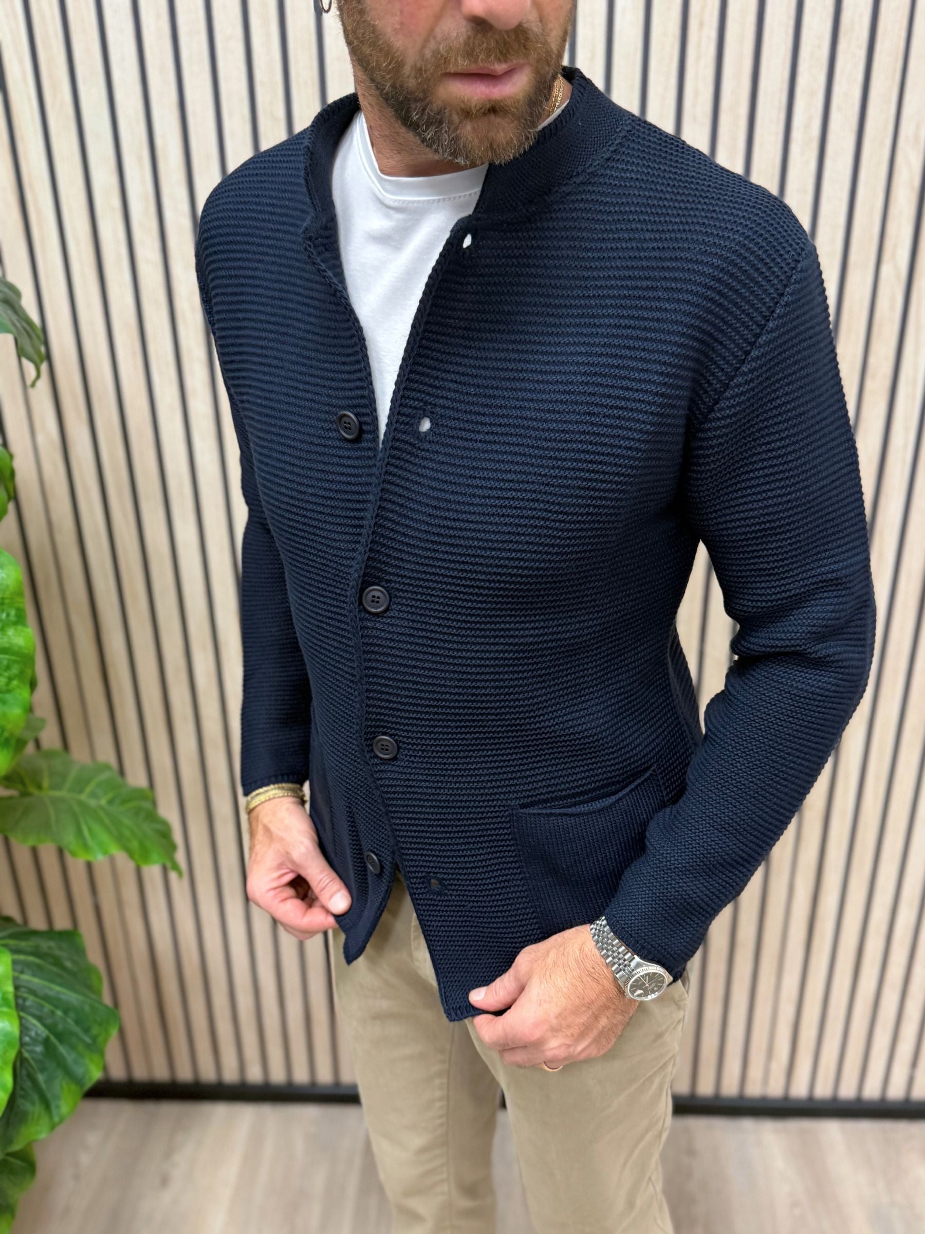 Cardigan Koreano Blu