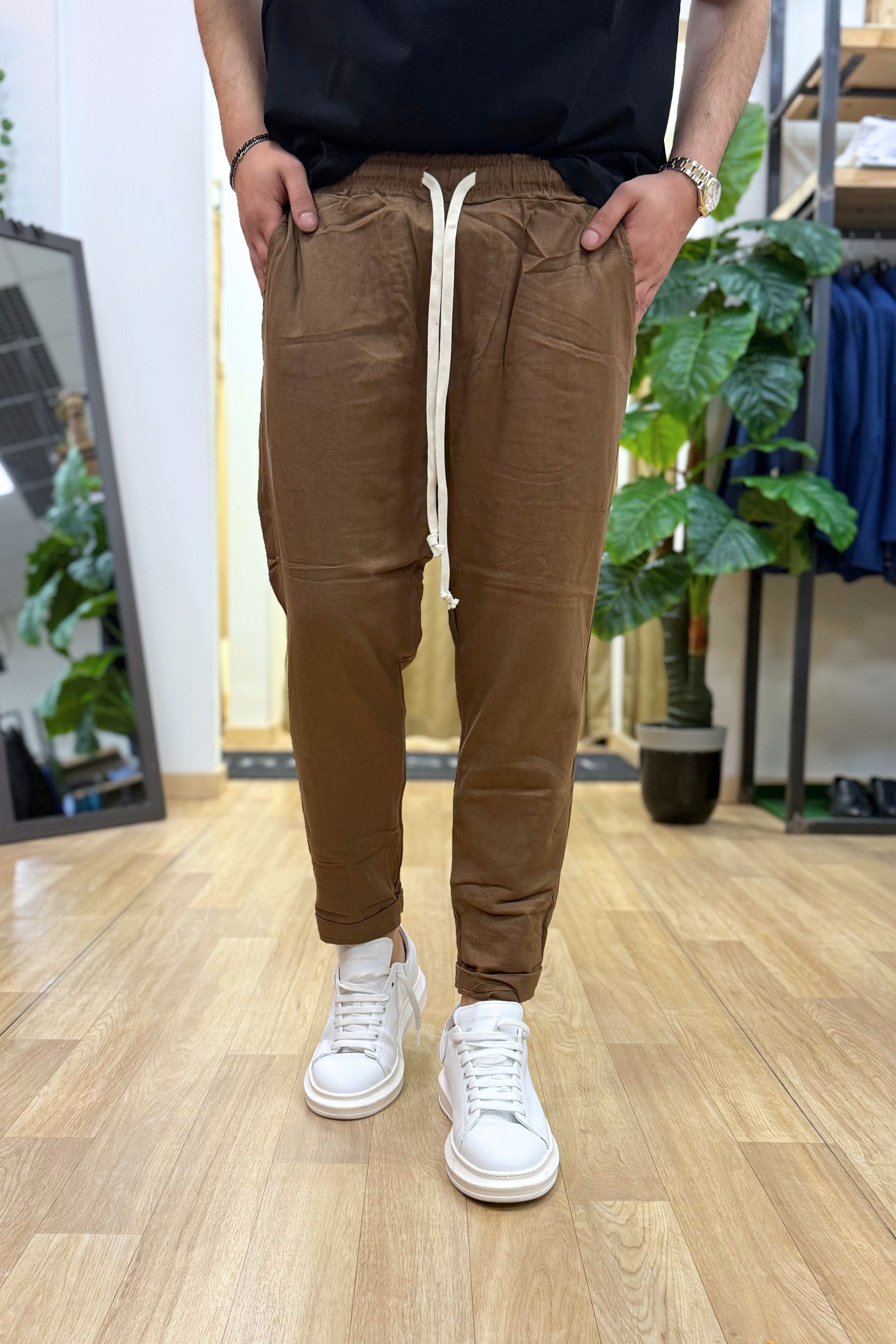 Pantalaccio Rio In Lino Marrone