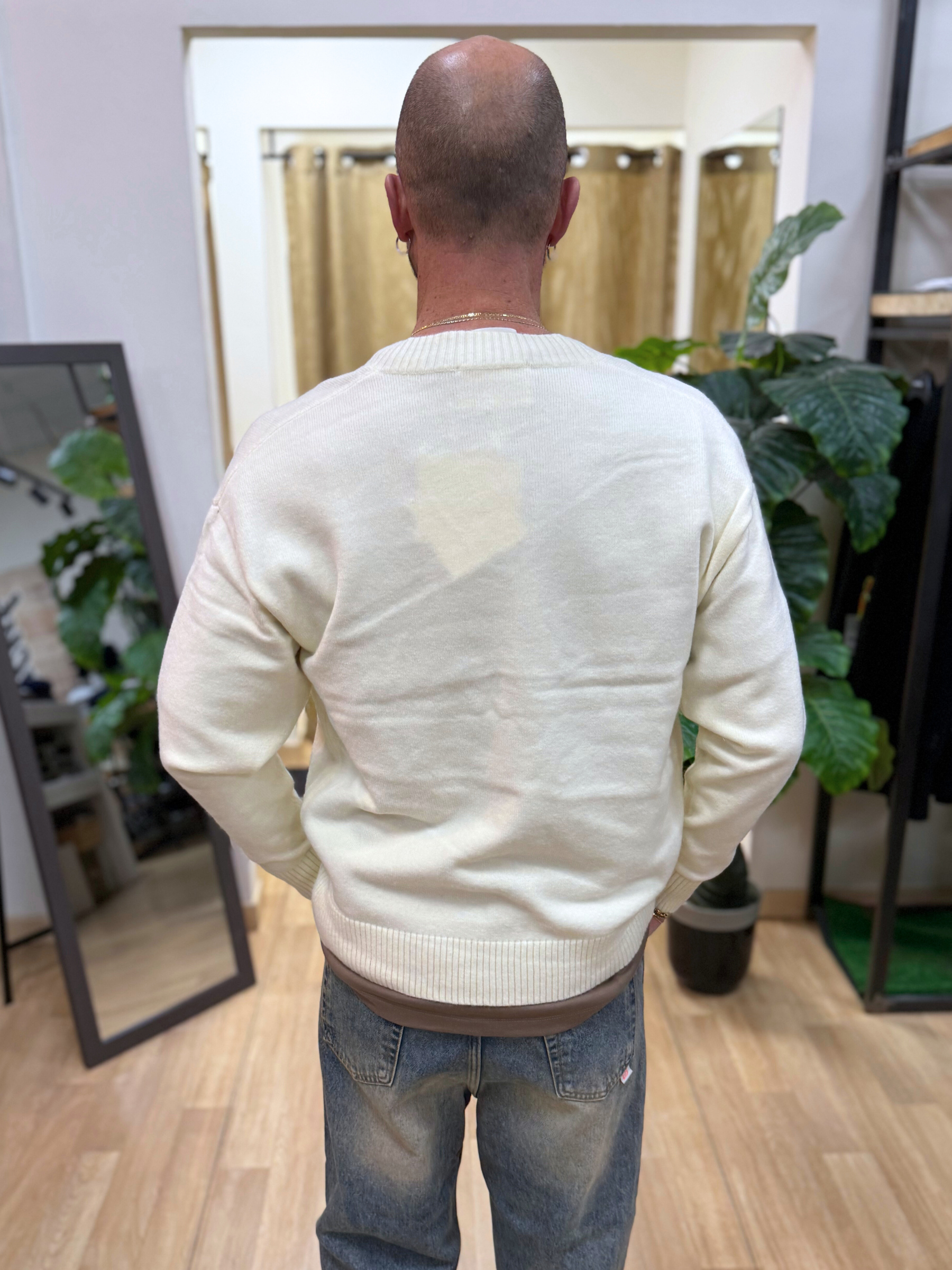 Maglia Scollo V Panna