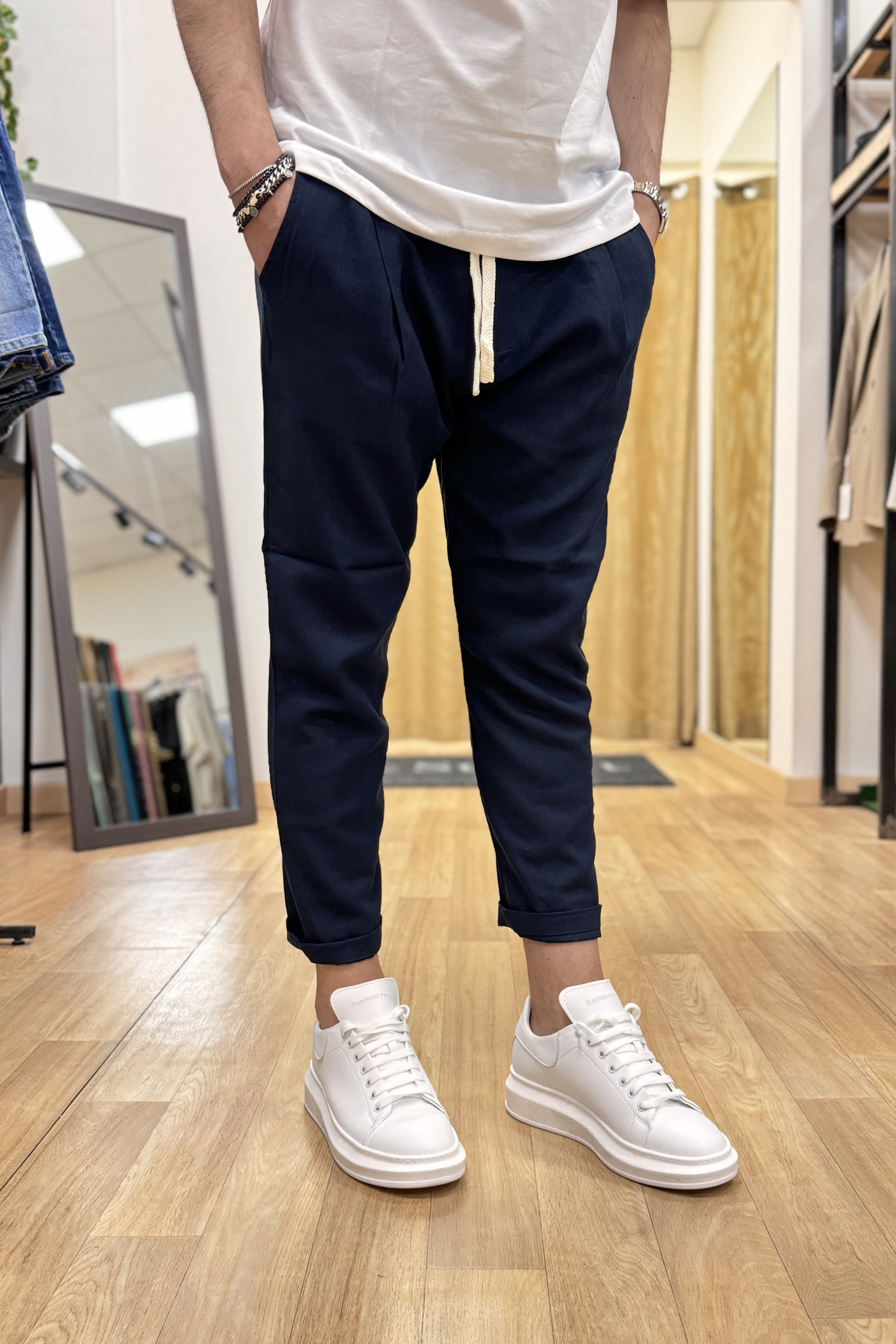 Pantalaccio Rio In Lino Blu