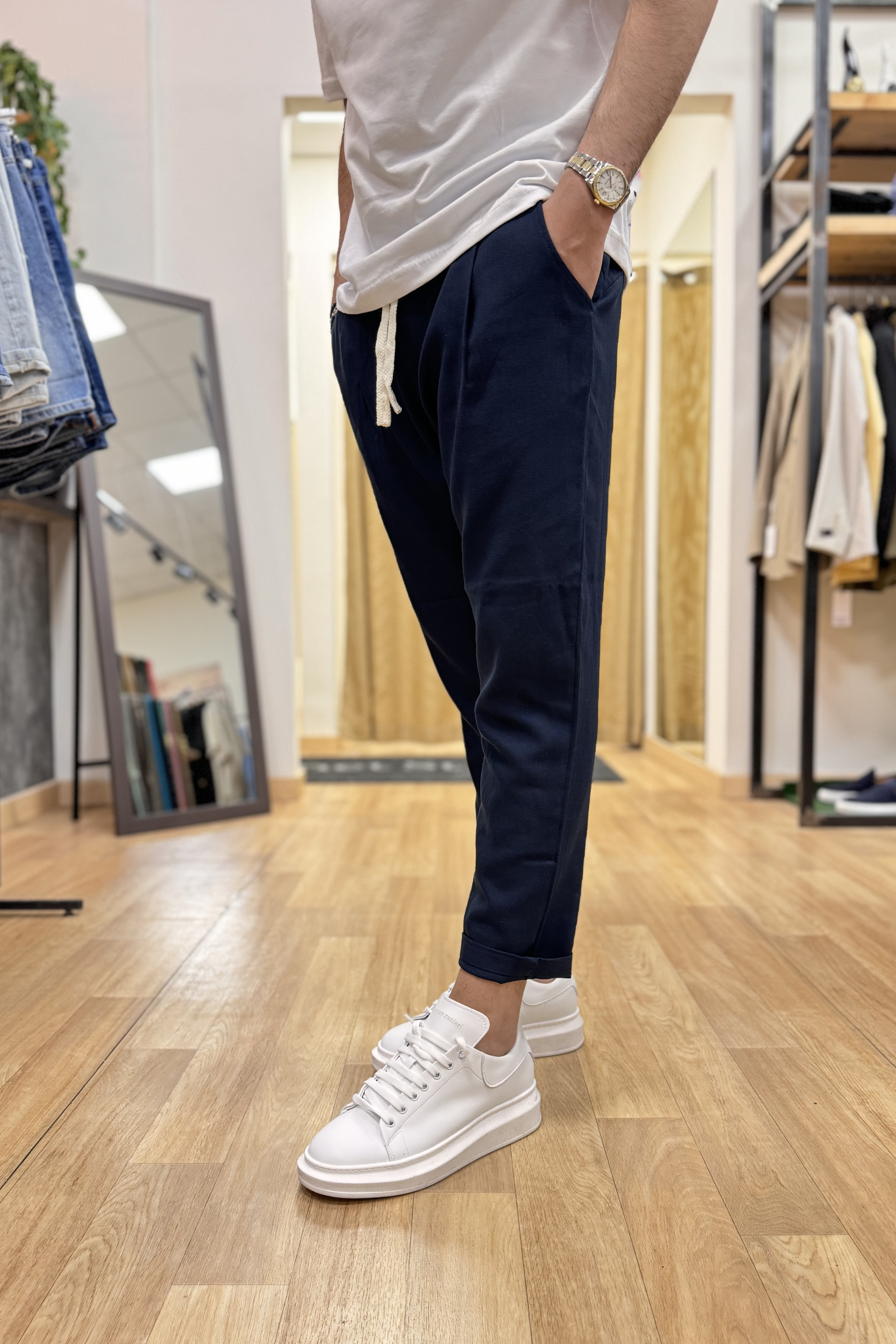Pantalaccio Rio In Lino Blu