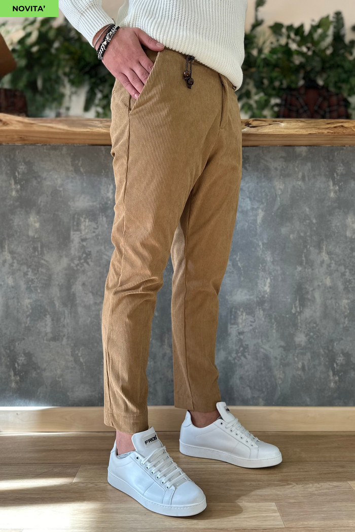 Pantalone in Velluto Milano Cammello