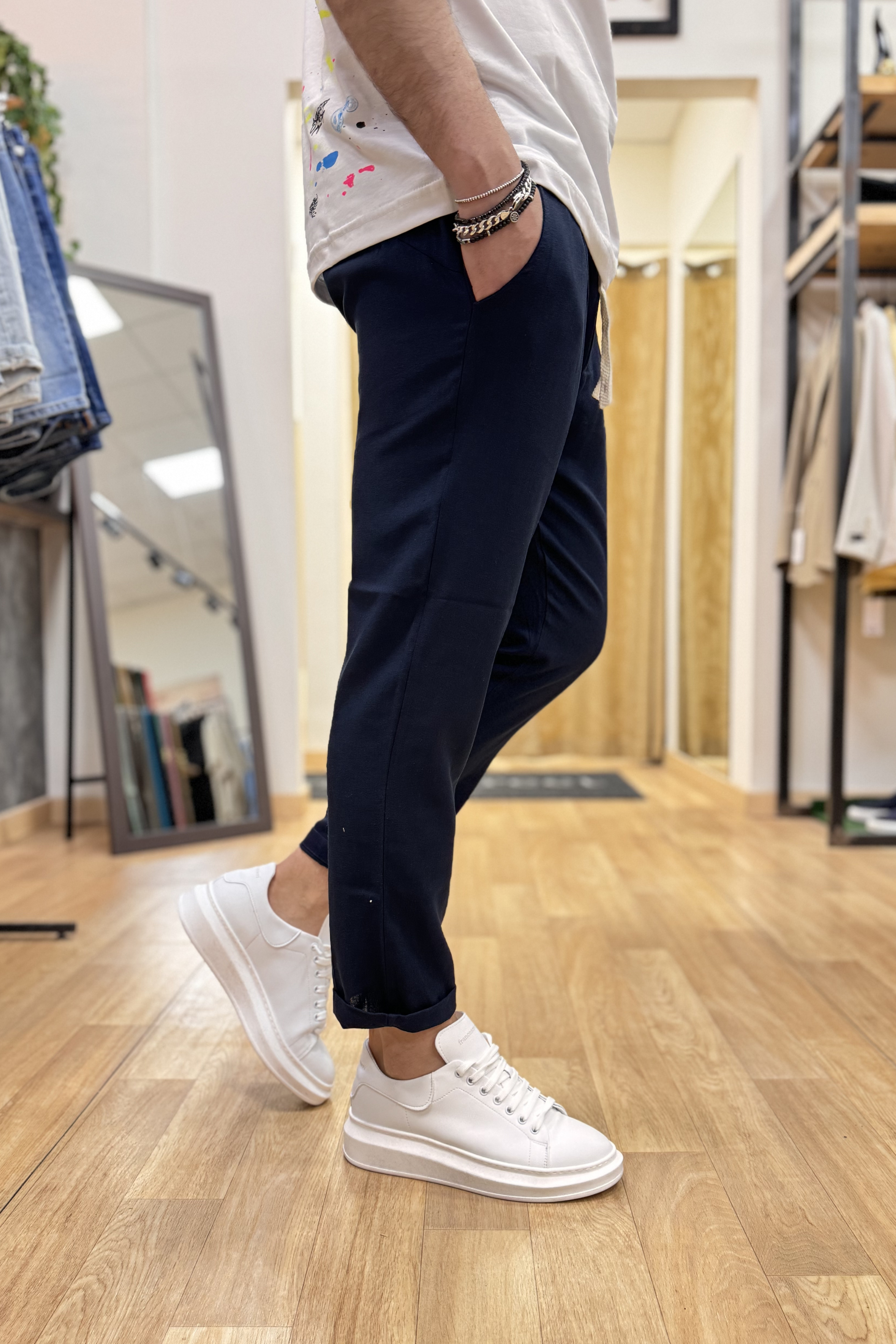 Pantalaccio Rio In Lino Blu