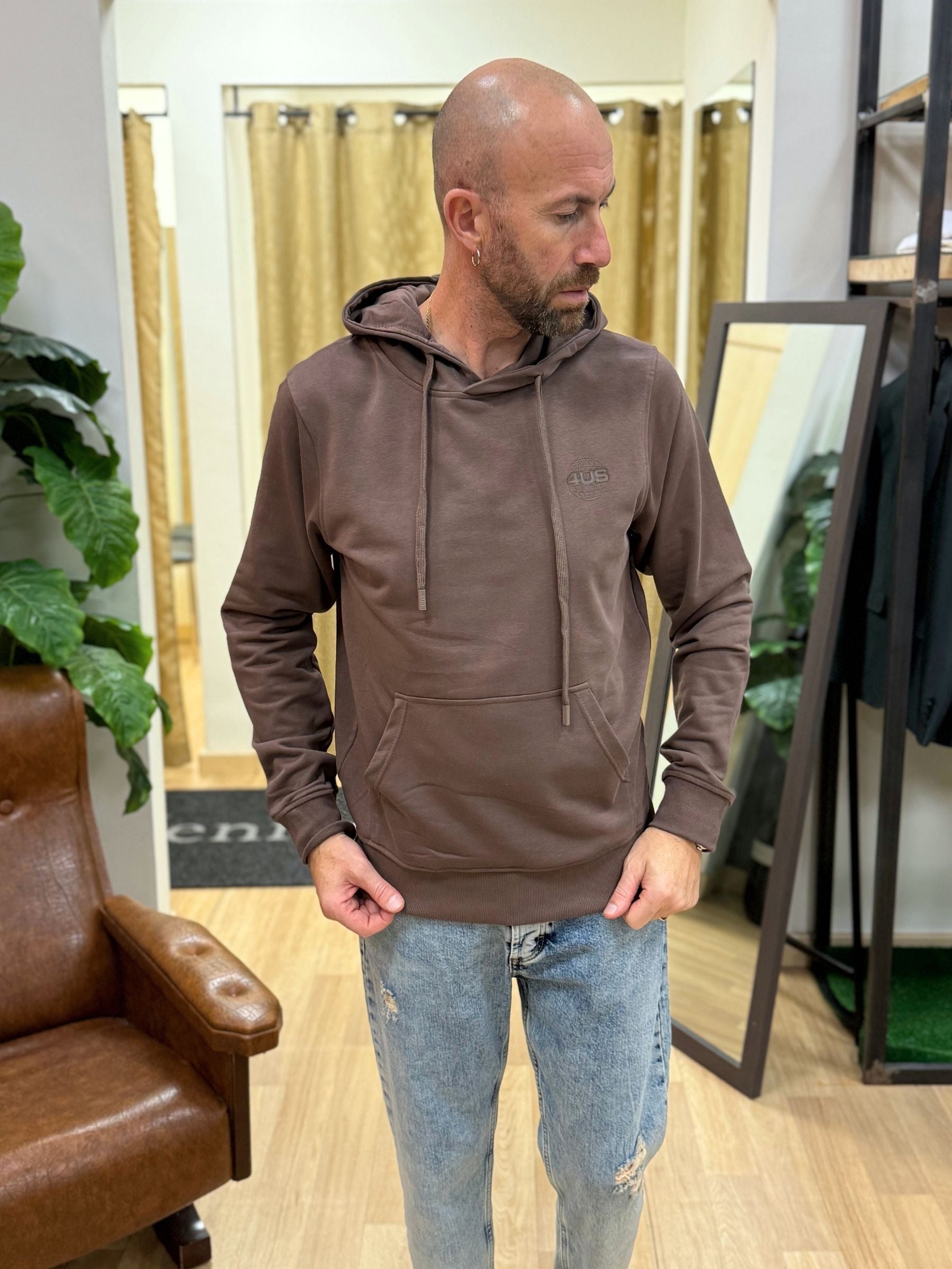 Felpa 4US Basic Cappuccio T.Moro