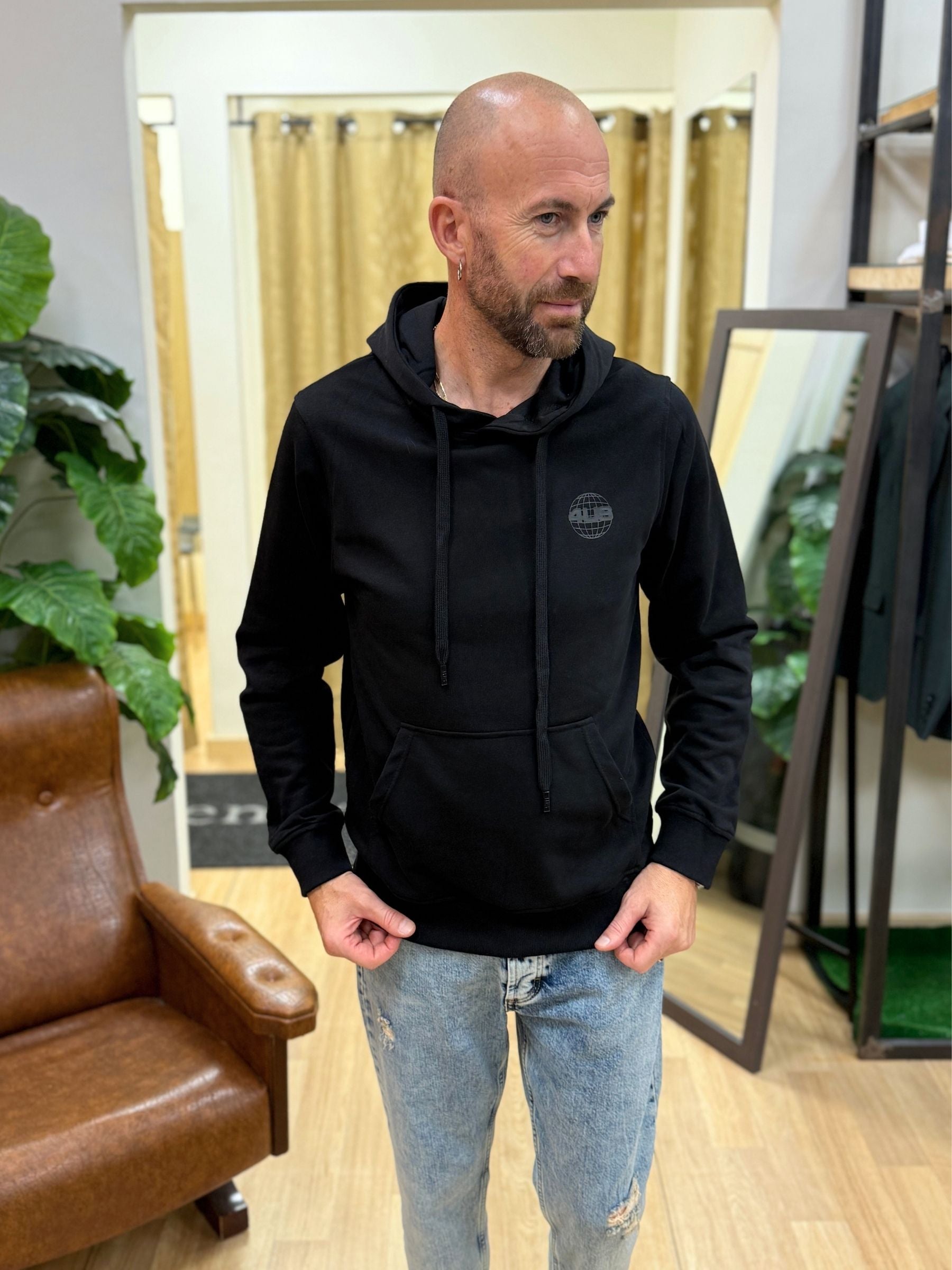 Felpa 4US Basic Cappuccio Nero