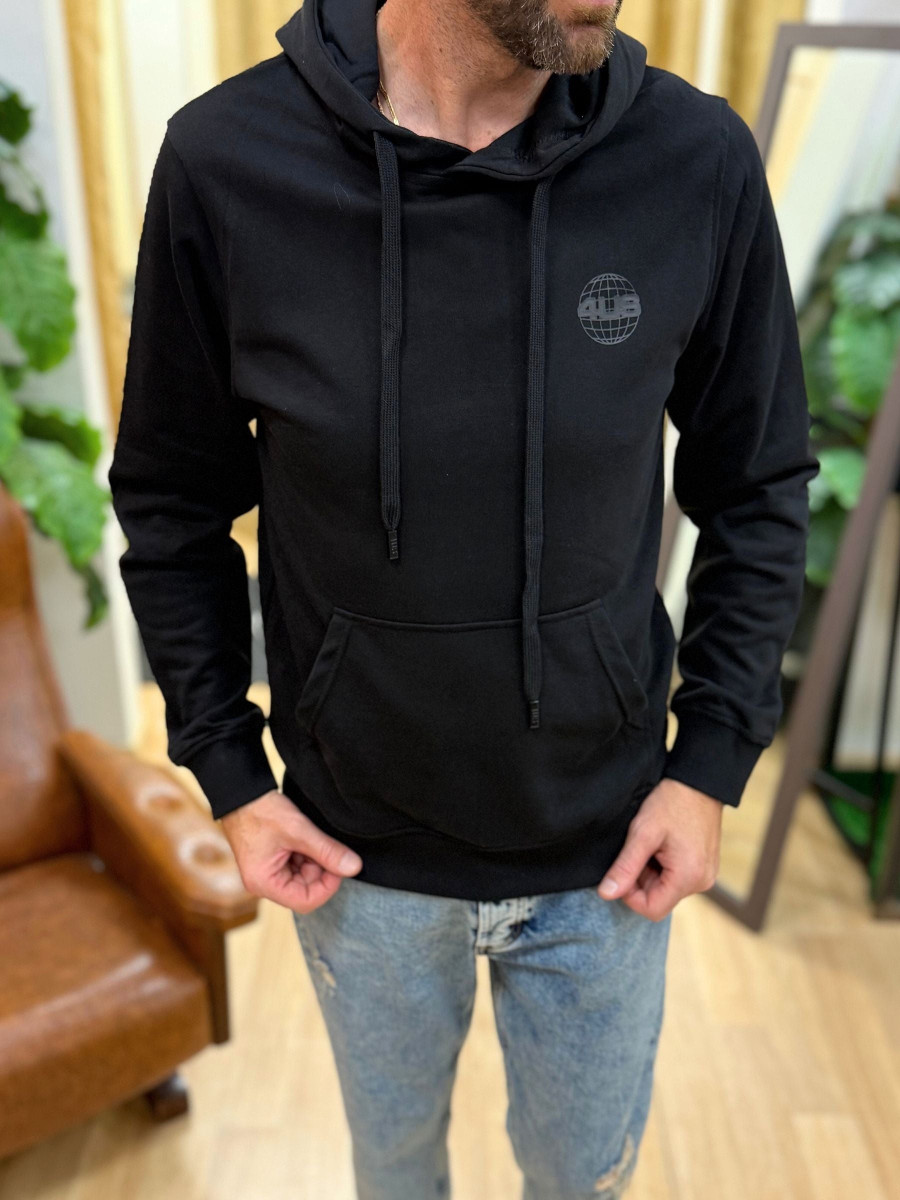 Felpa 4US Basic Cappuccio Nero