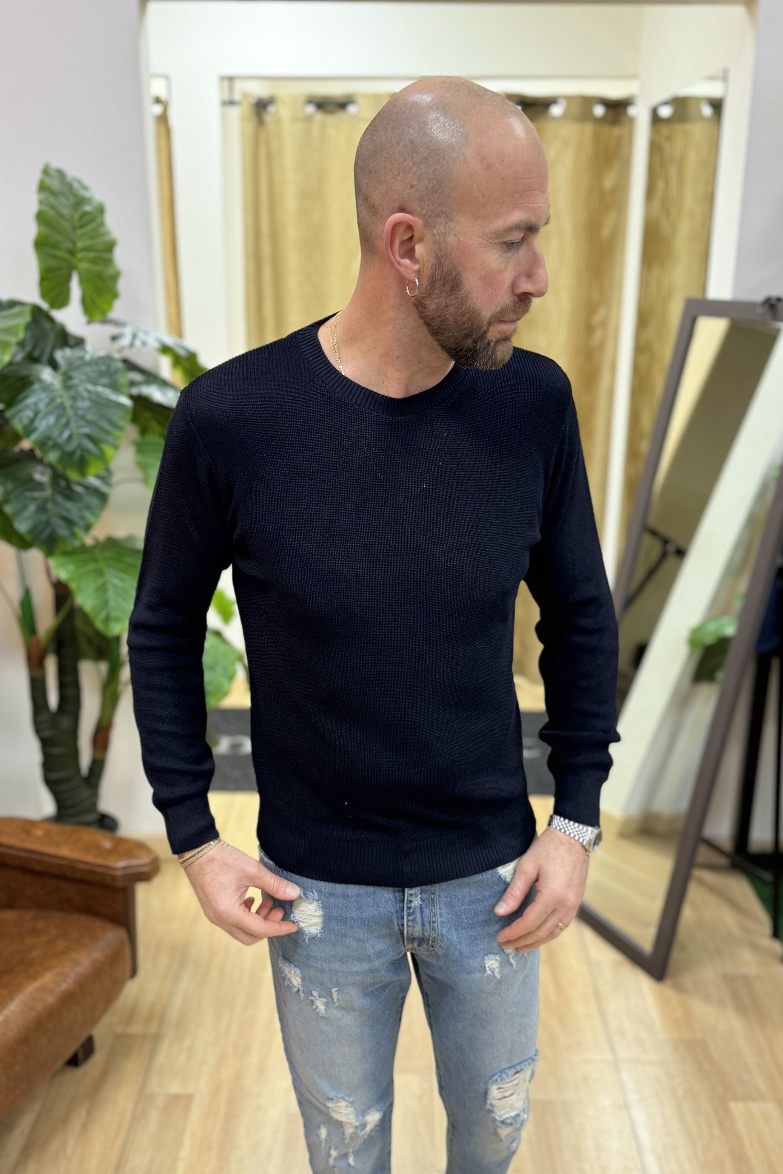 Maglioncino GiroGola In Filo MF Blu
