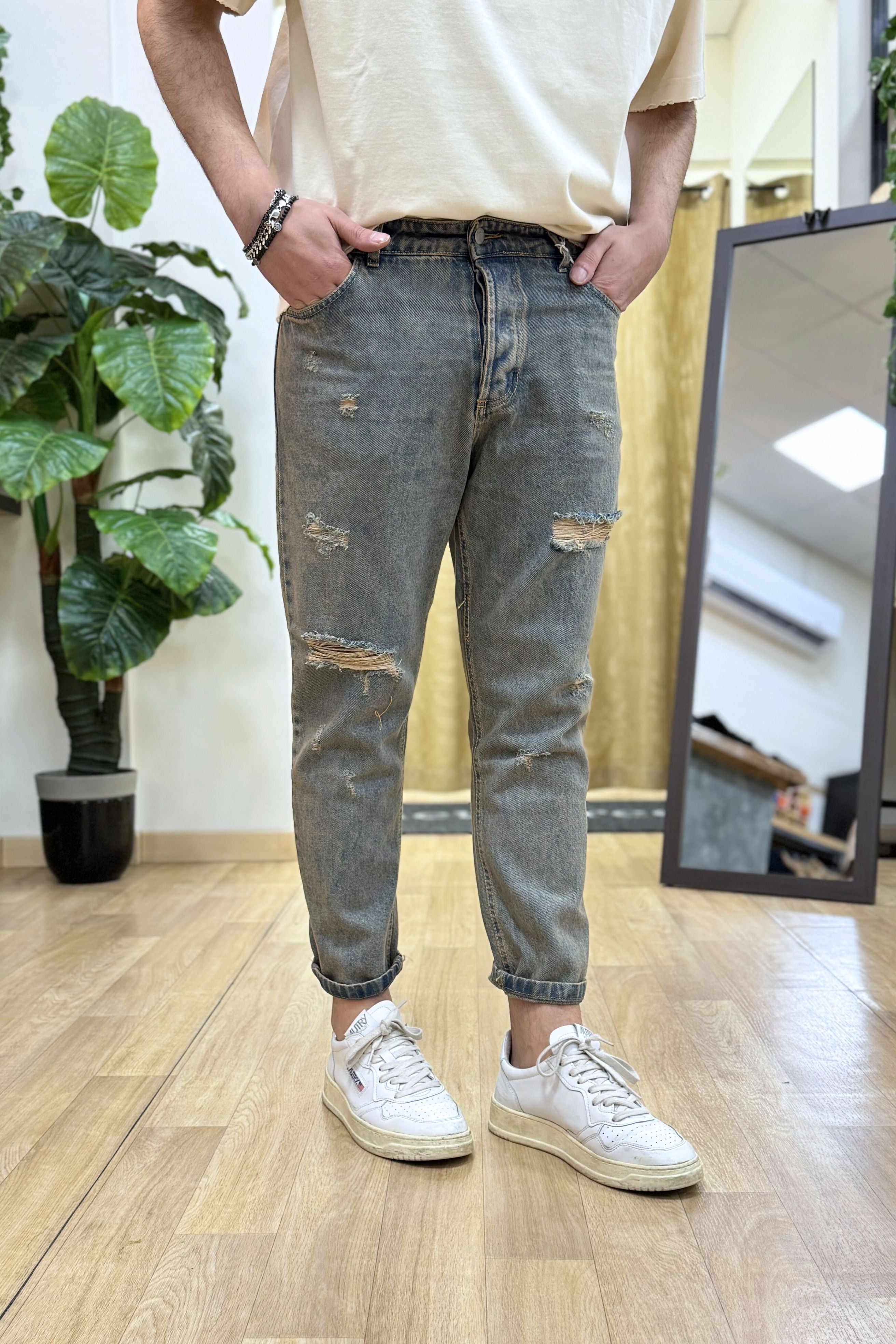Jeans Vintage a Strappi
