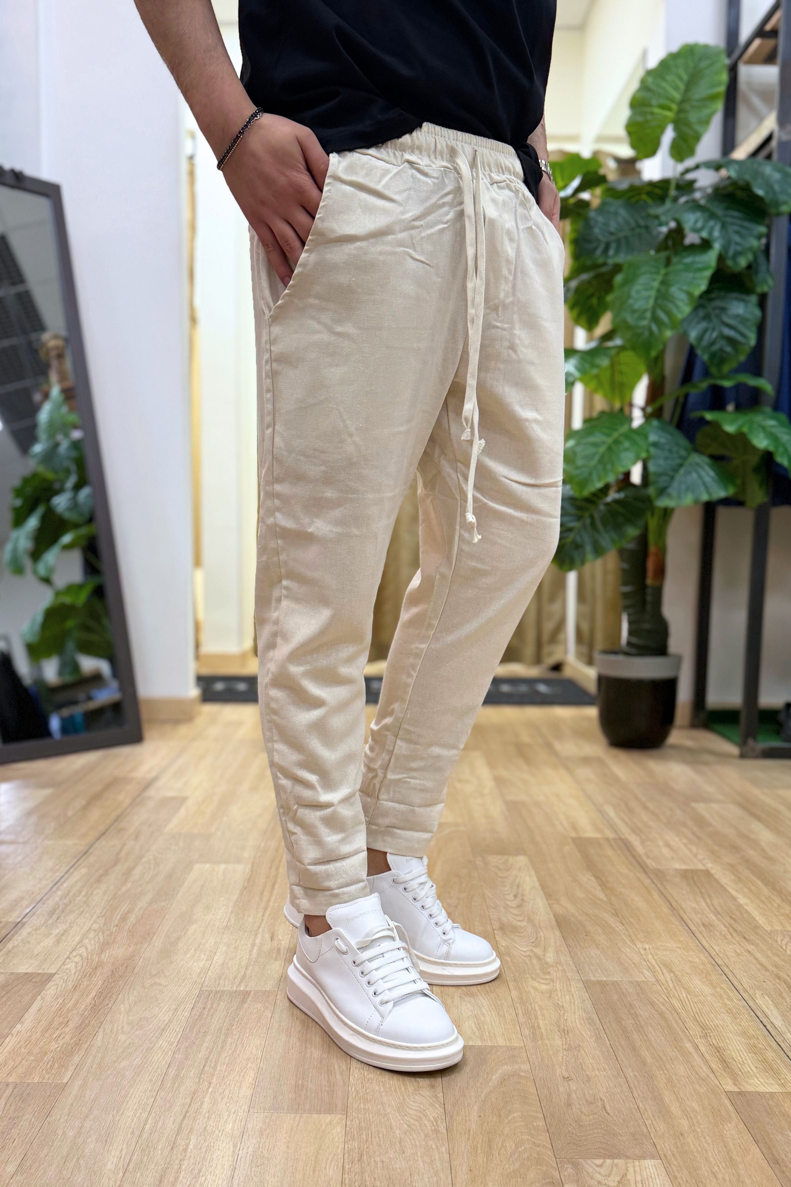 Pantalaccio Rio In Lino Panna