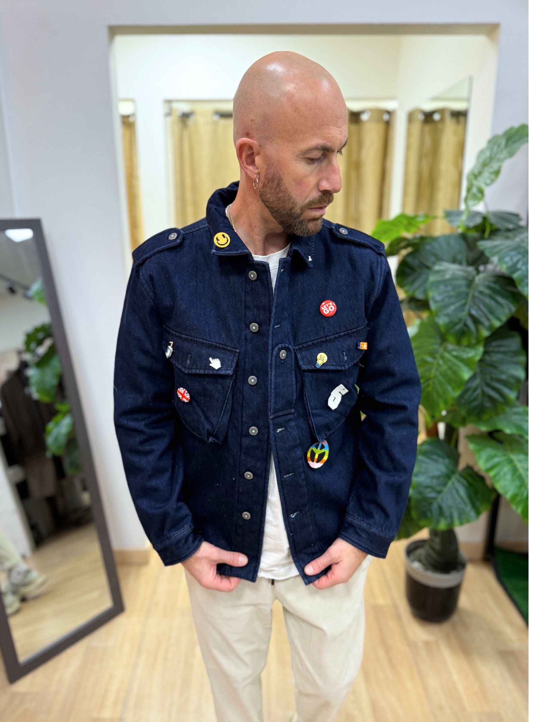 Camicione Berna Overshirt denim con fodera teddy