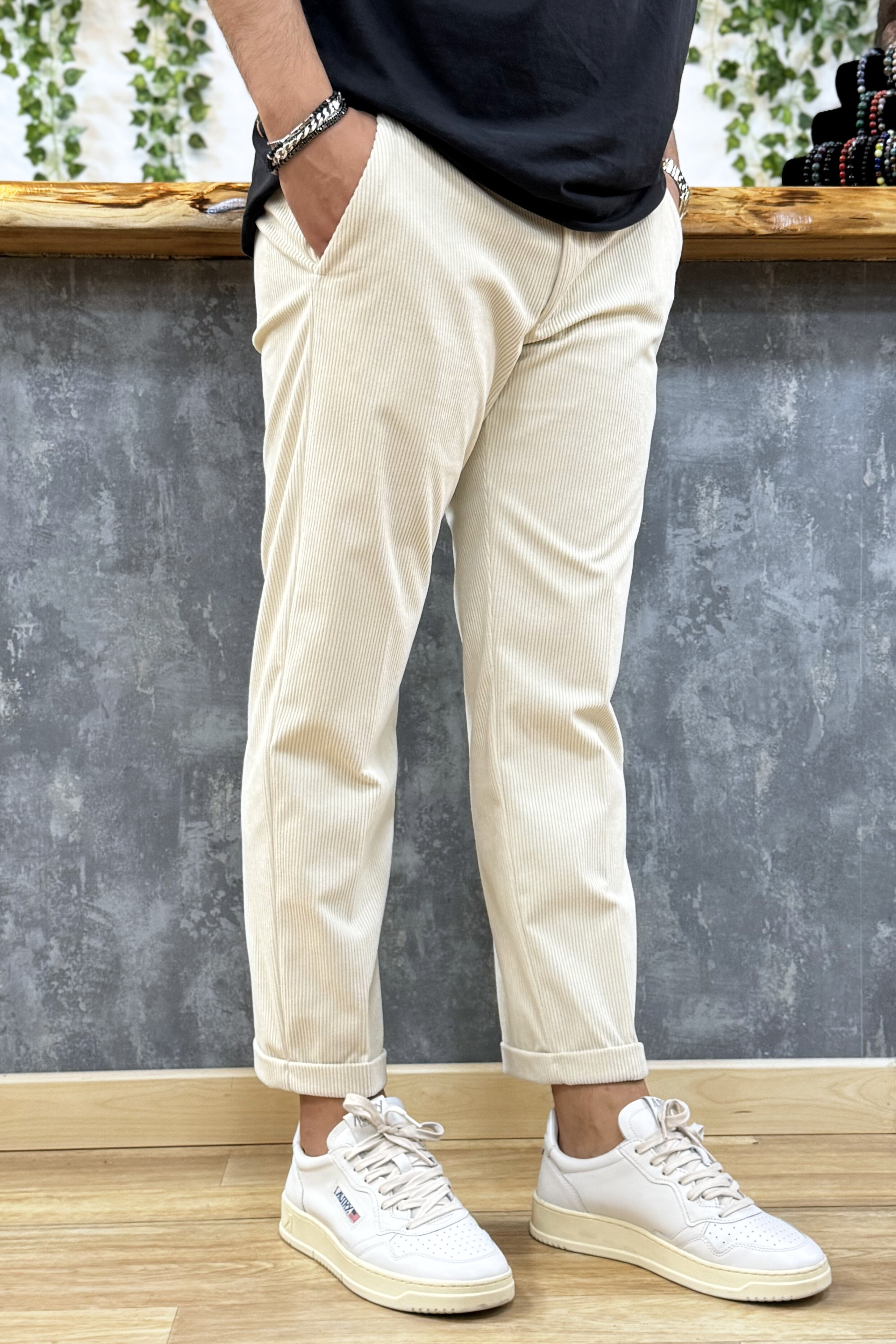 Pantalone in Velluto Milano Panna