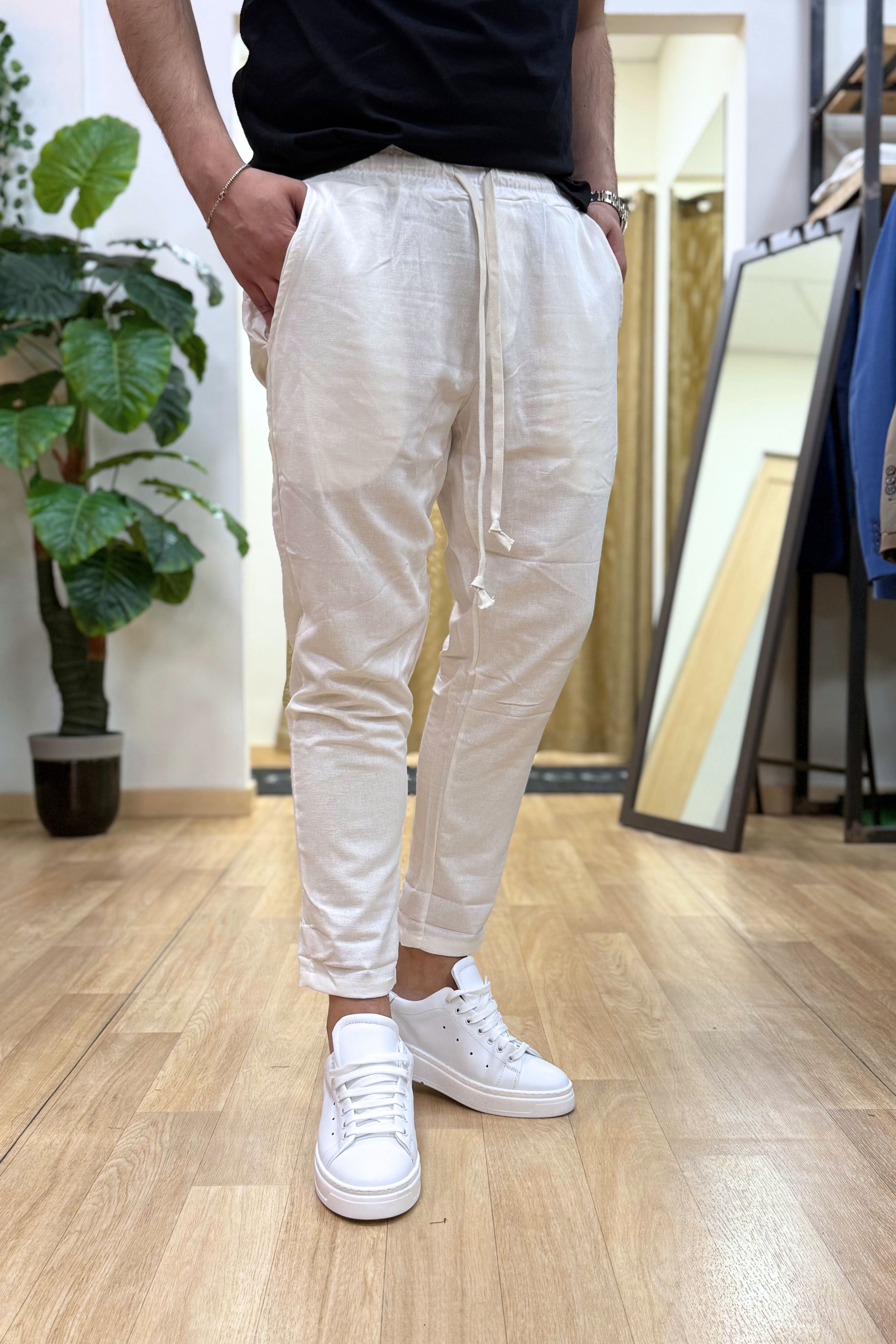 Pantalaccio Rio In Lino Bianco
