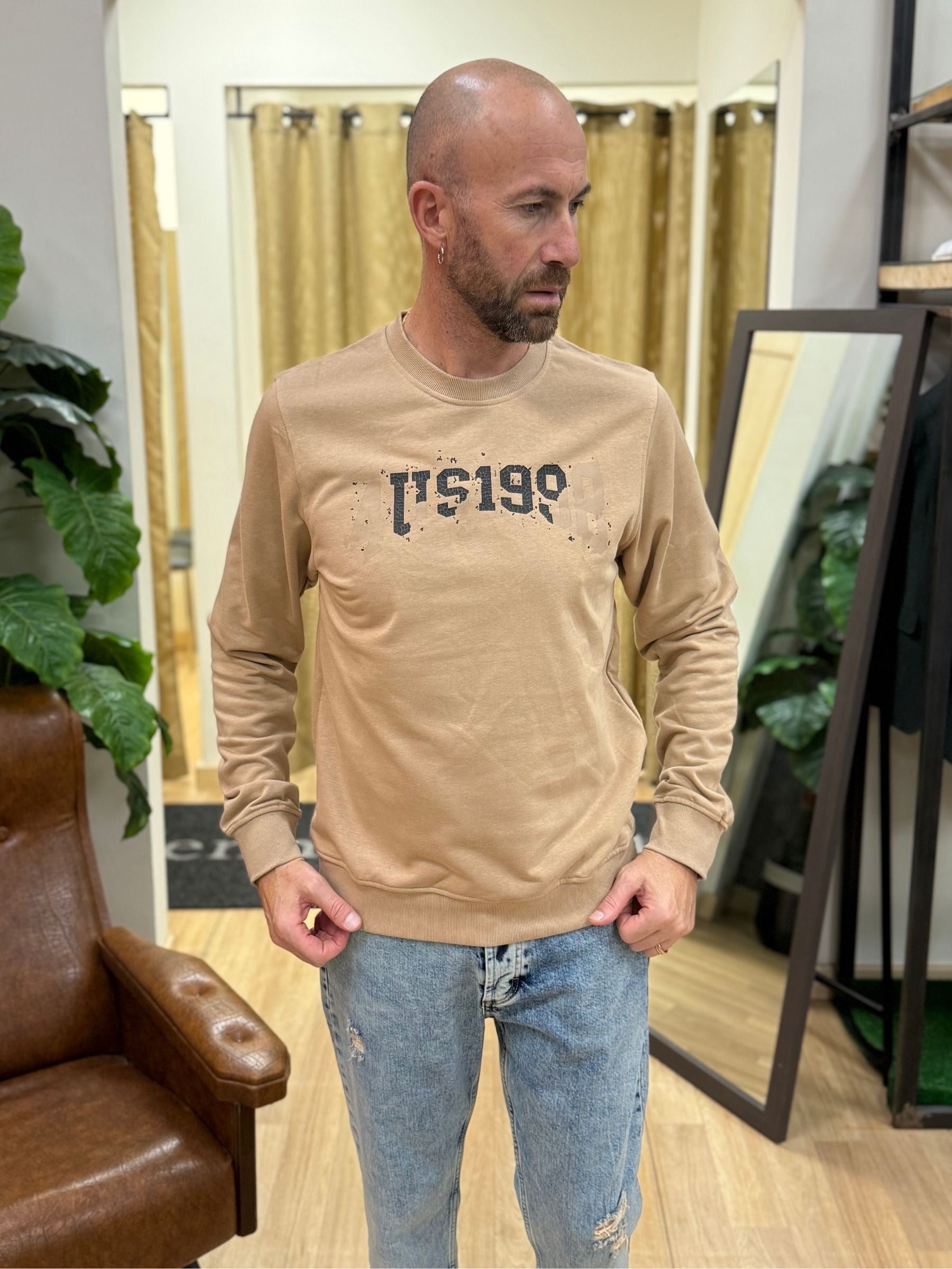 Felpa GiroCollo 4US 1998 Beige