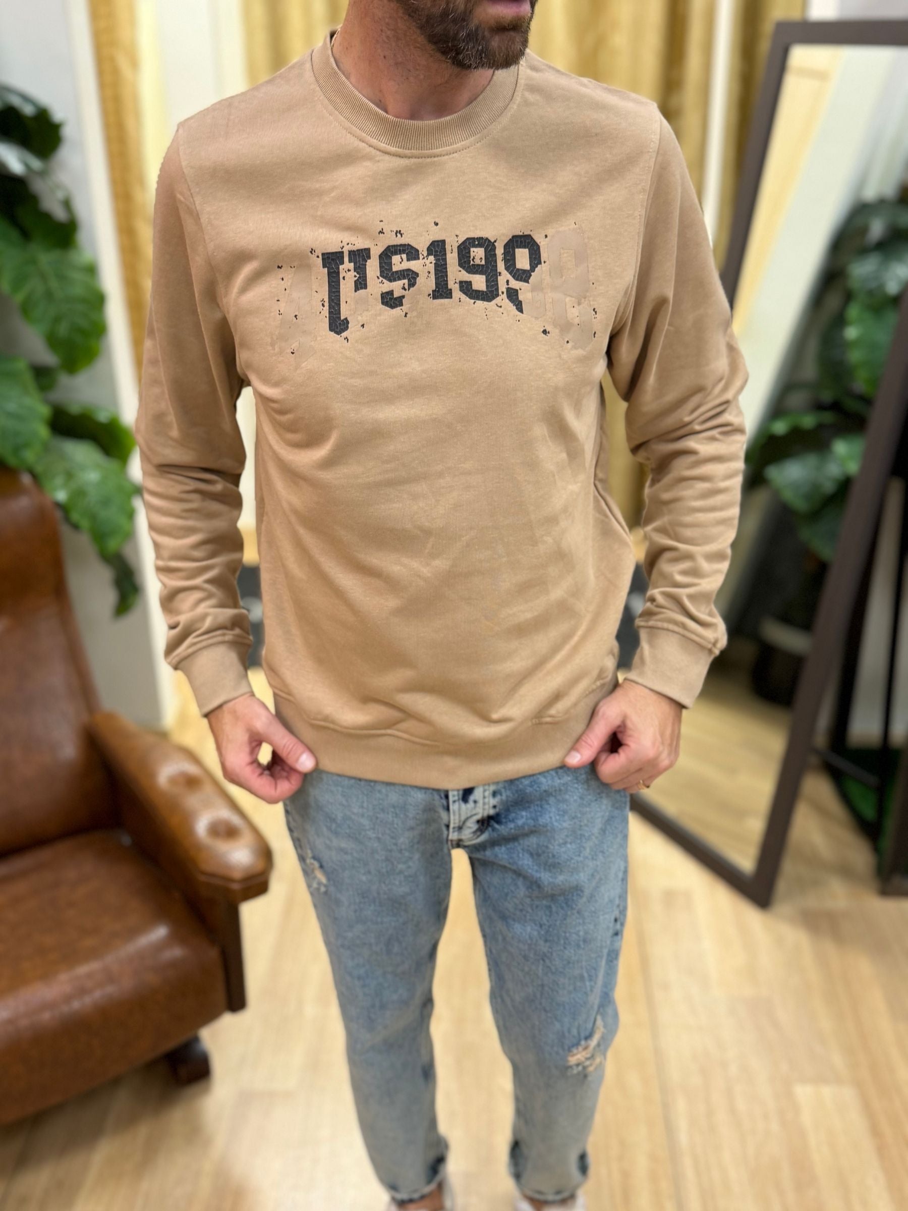 Felpa GiroCollo 4US 1998 Beige