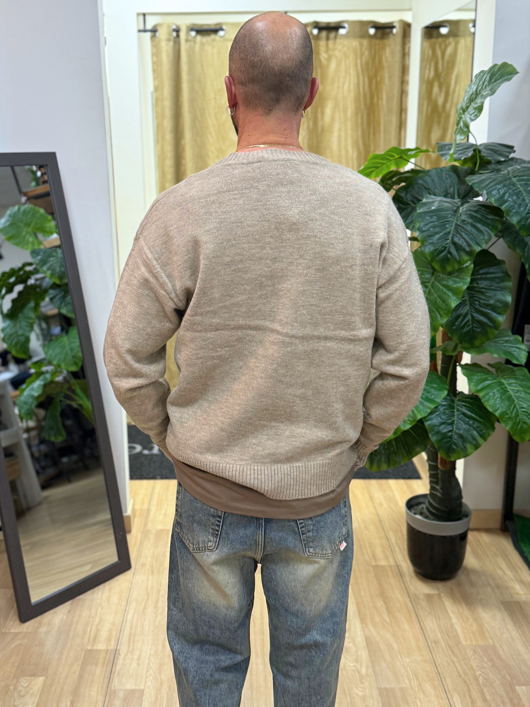 Maglia Scollo V Beige