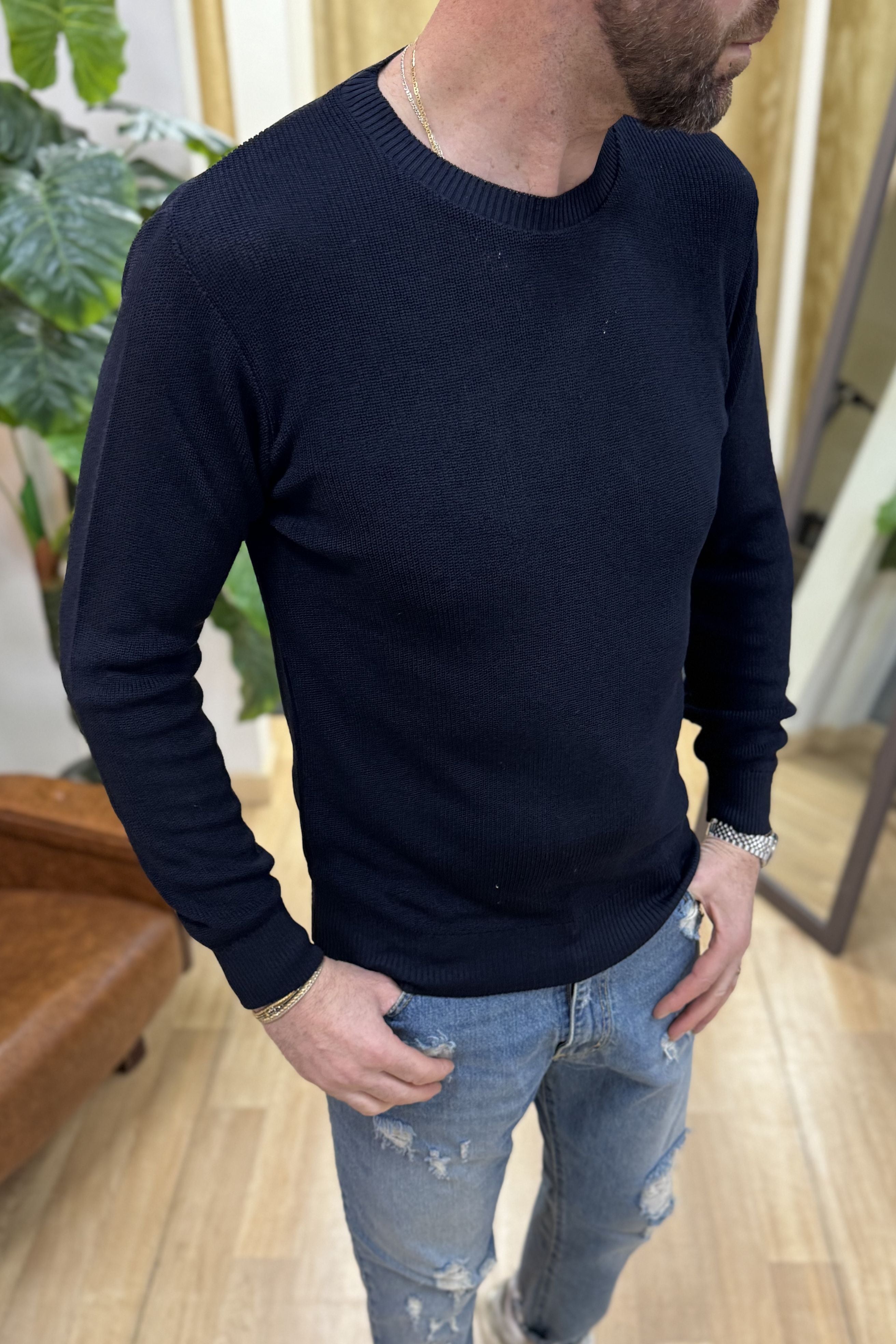 Maglioncino GiroGola In Filo MF Blu