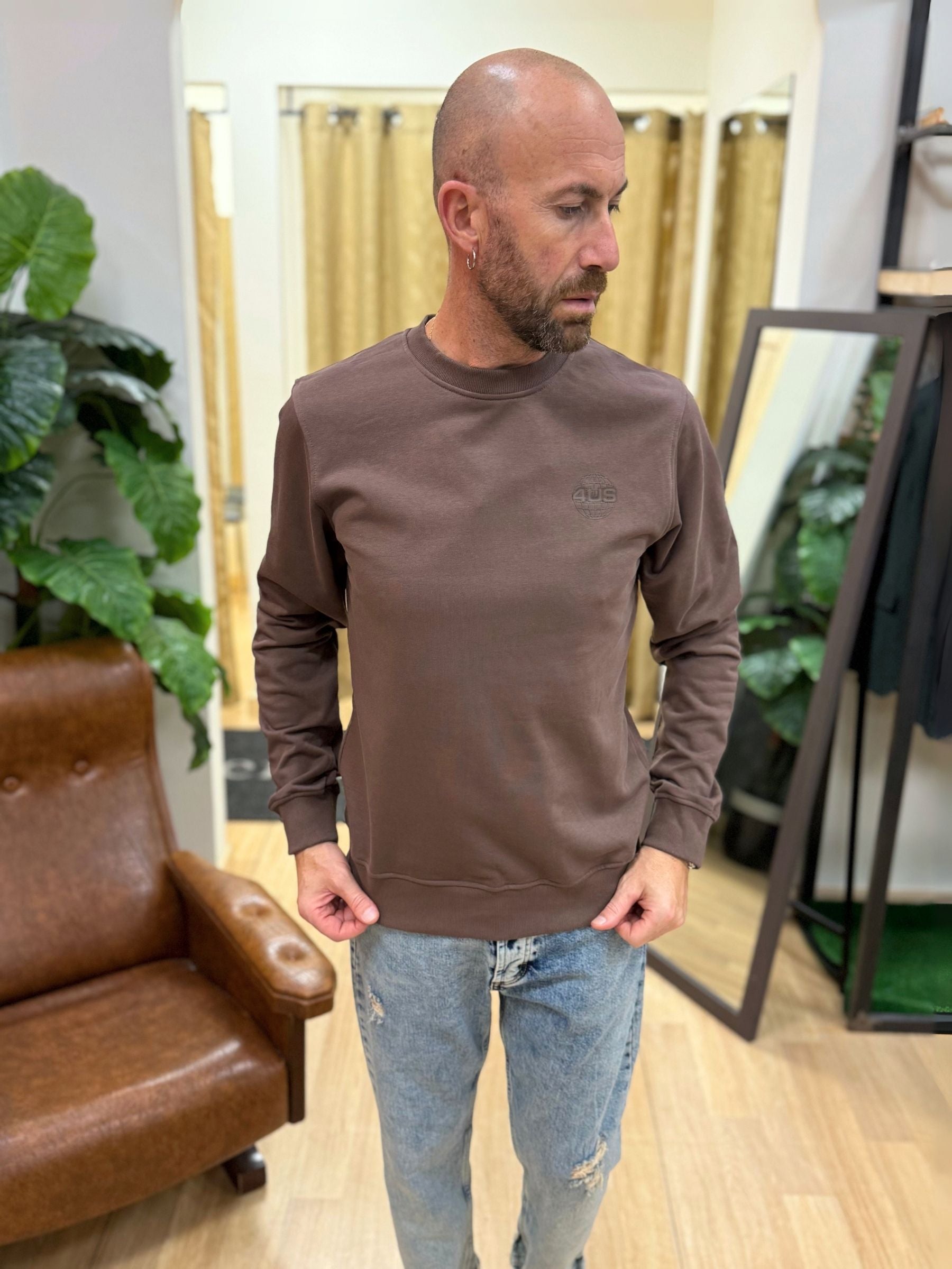 Felpa GiroCollo 4US Basic Marrone