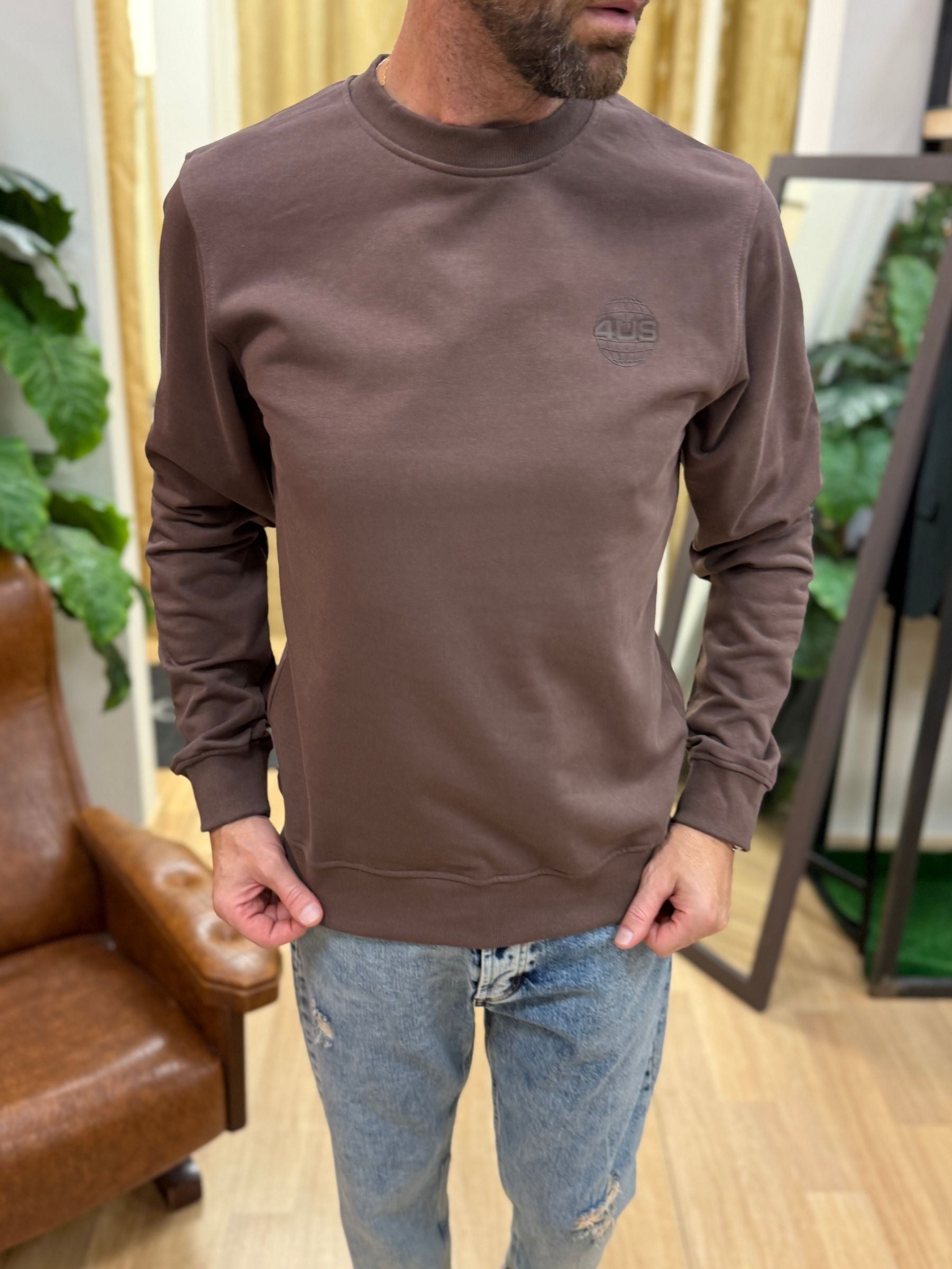 Felpa GiroCollo 4US Basic Marrone