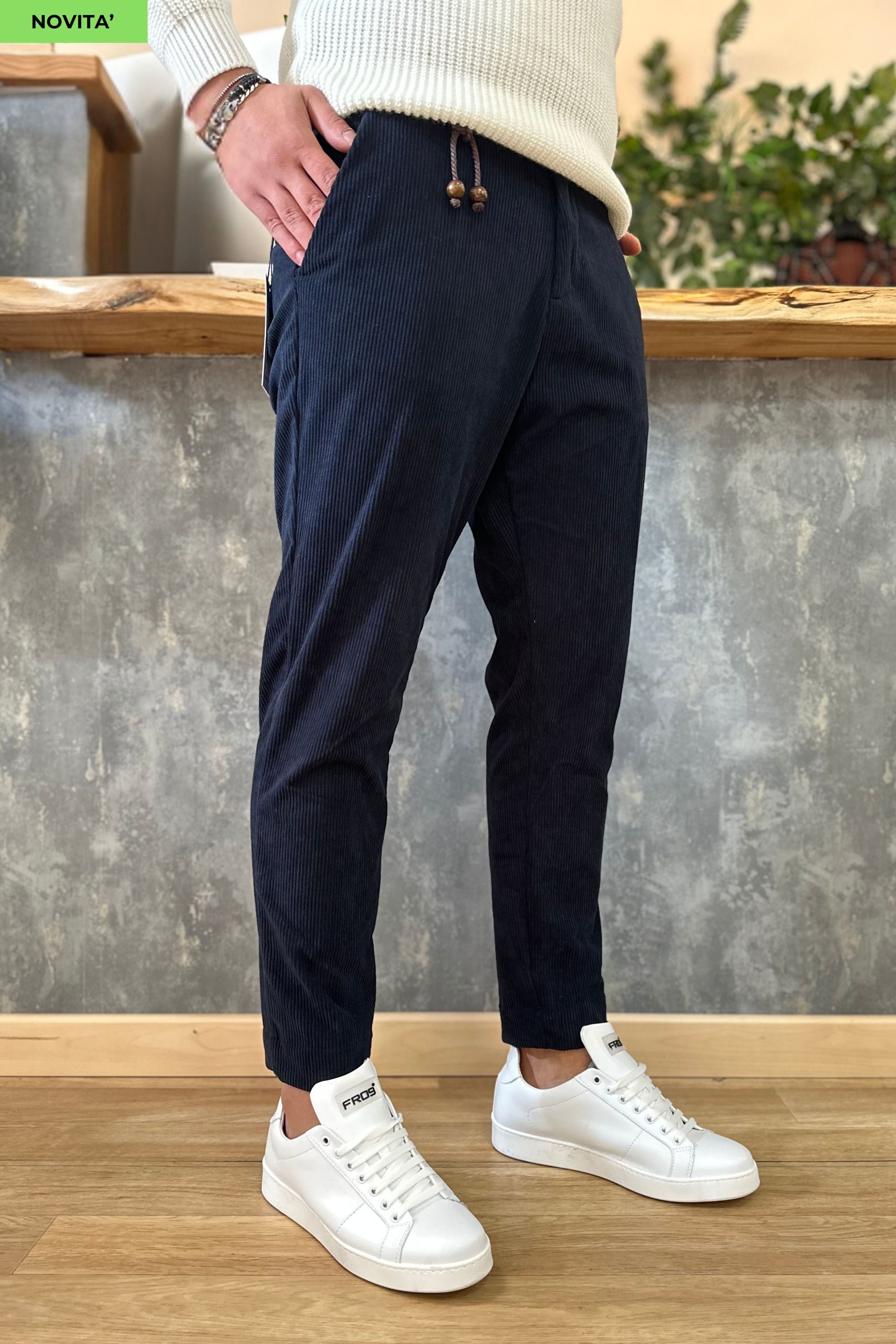 Pantalone in Velluto Milano Blu