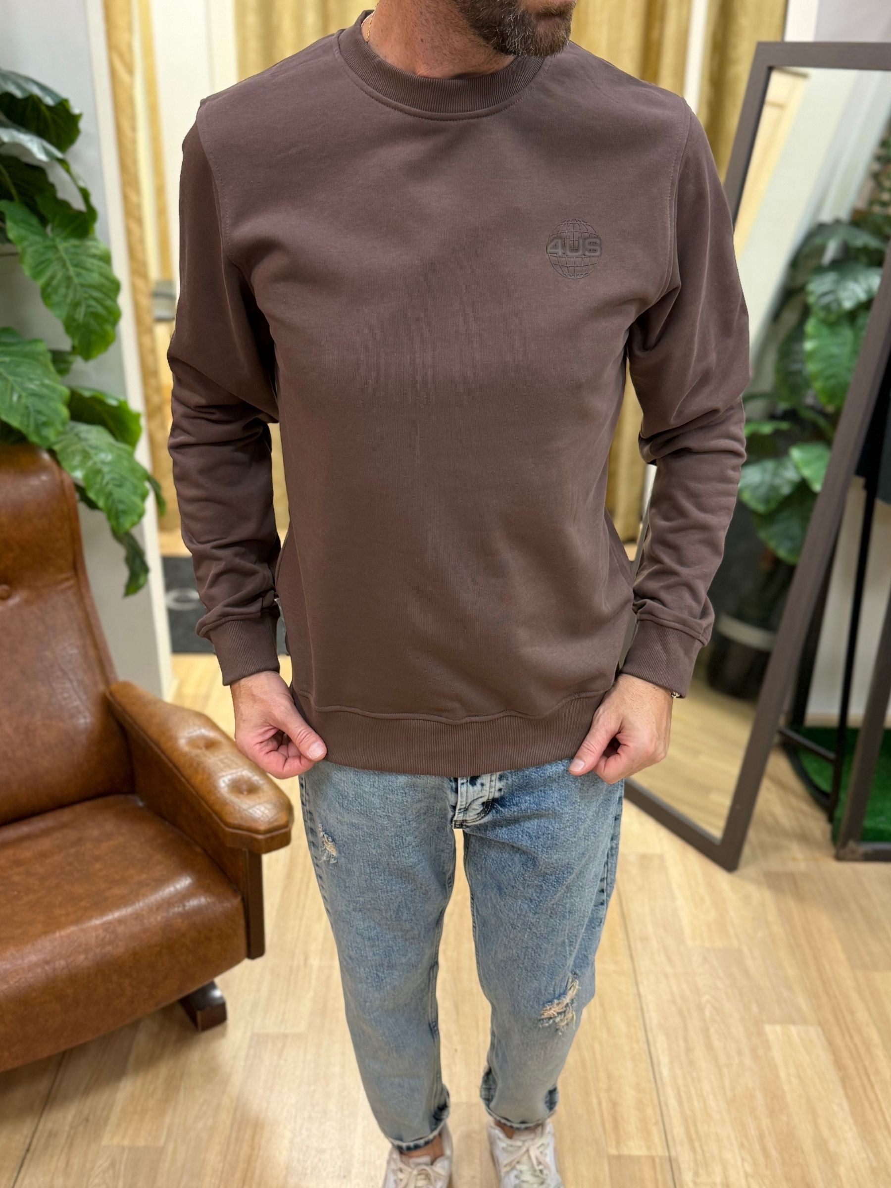 Felpa GiroCollo 4US Basic Marrone