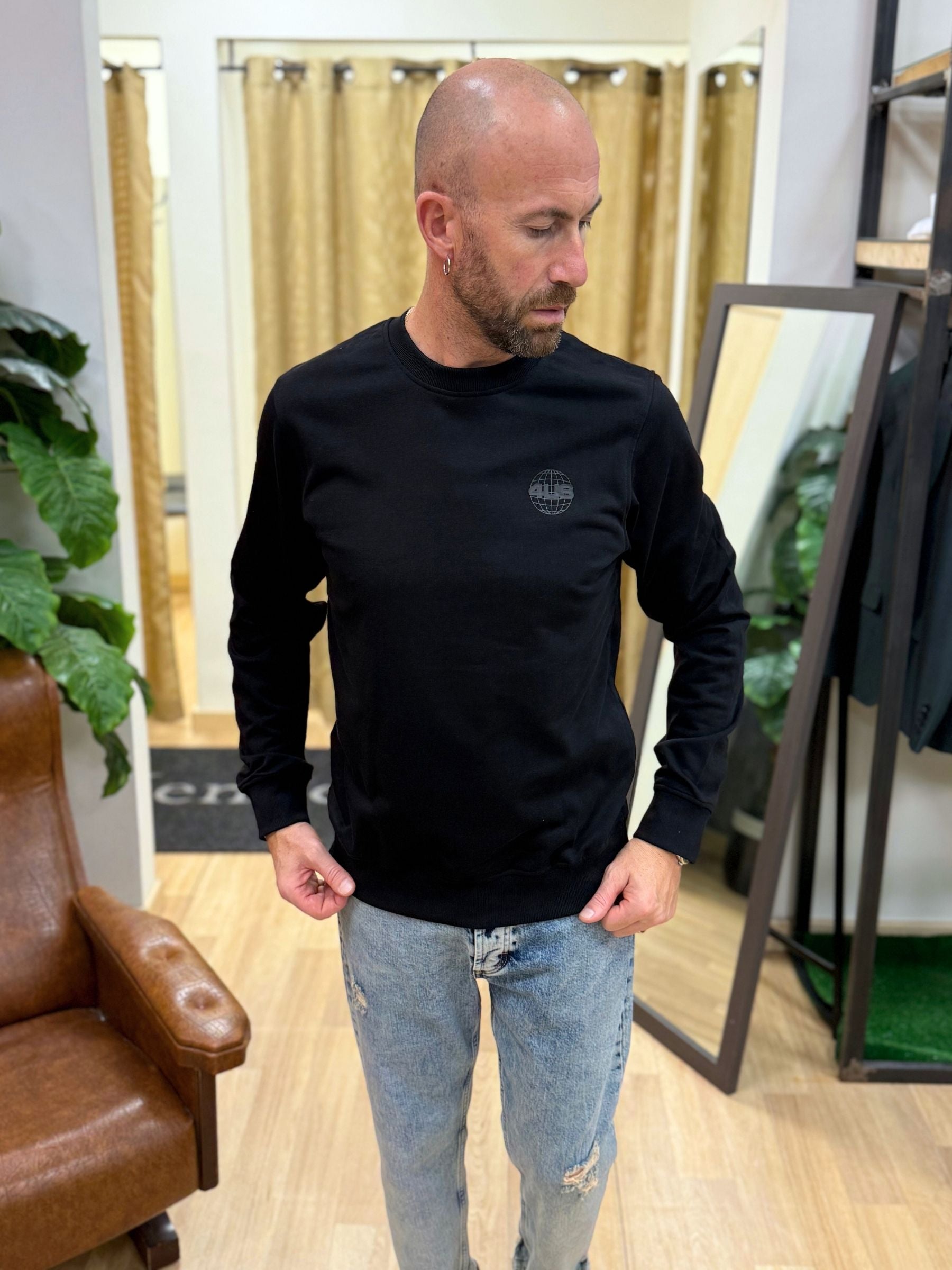 Felpa GiroCollo 4US Basic Nero