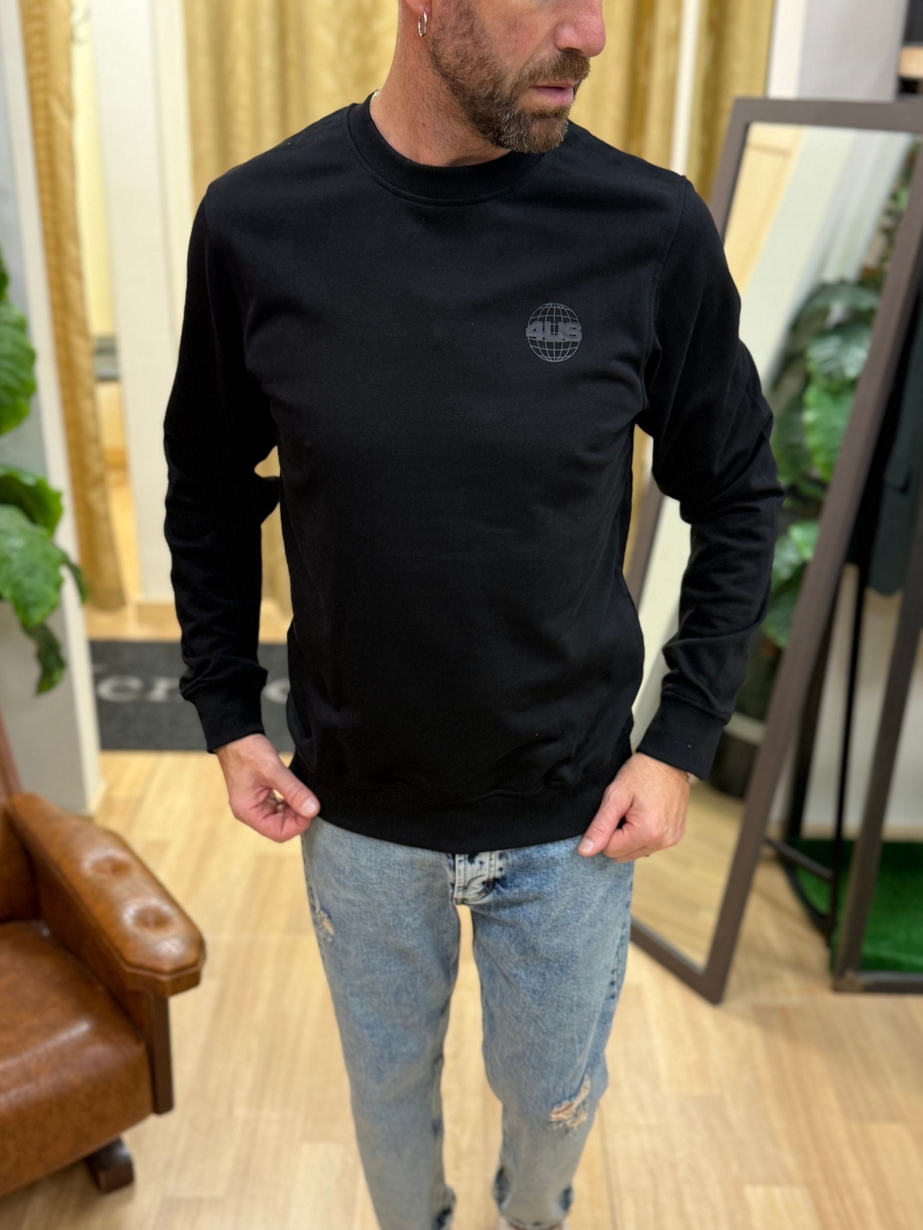 Felpa GiroCollo 4US Basic Nero