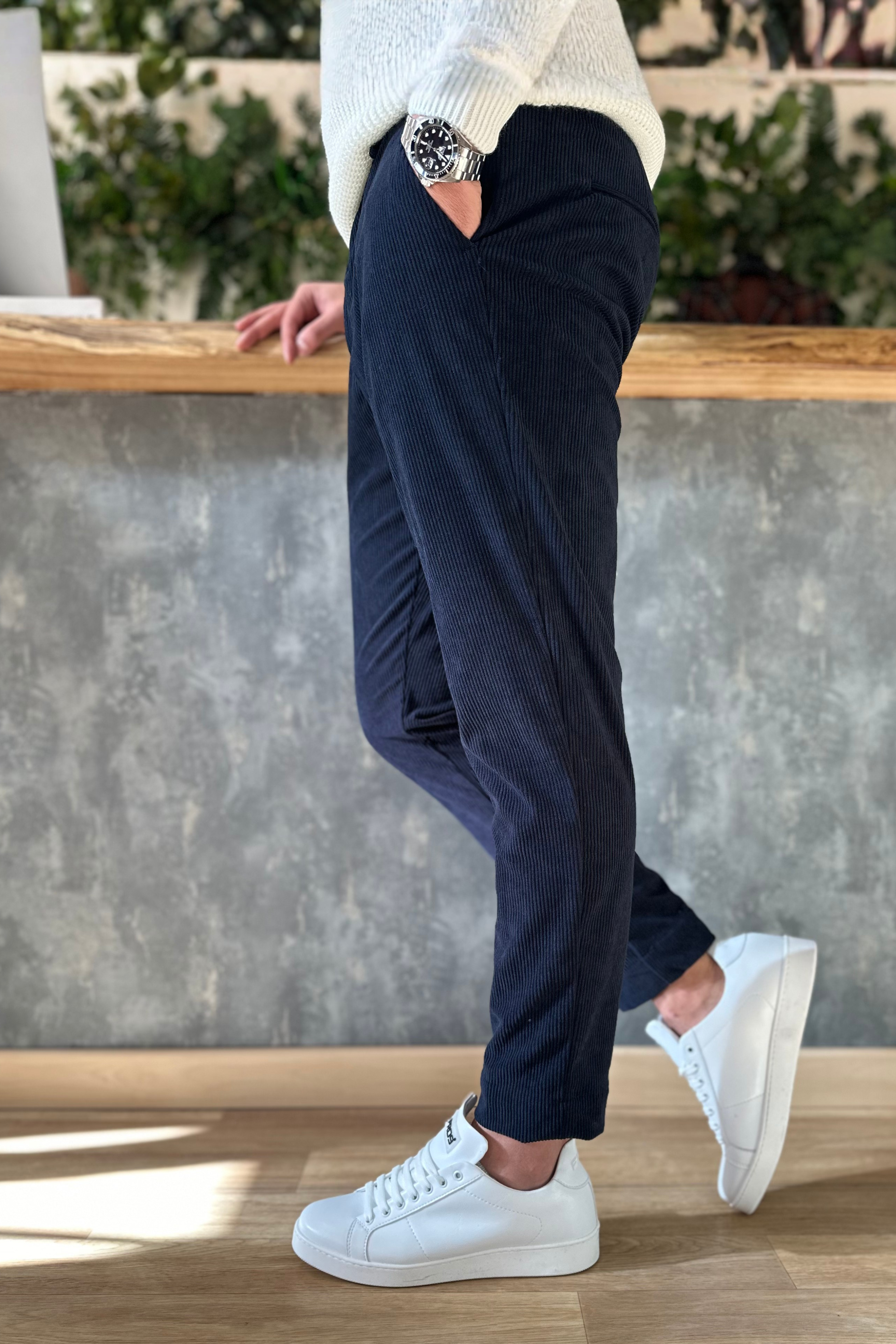 Pantalone in Velluto Milano Blu