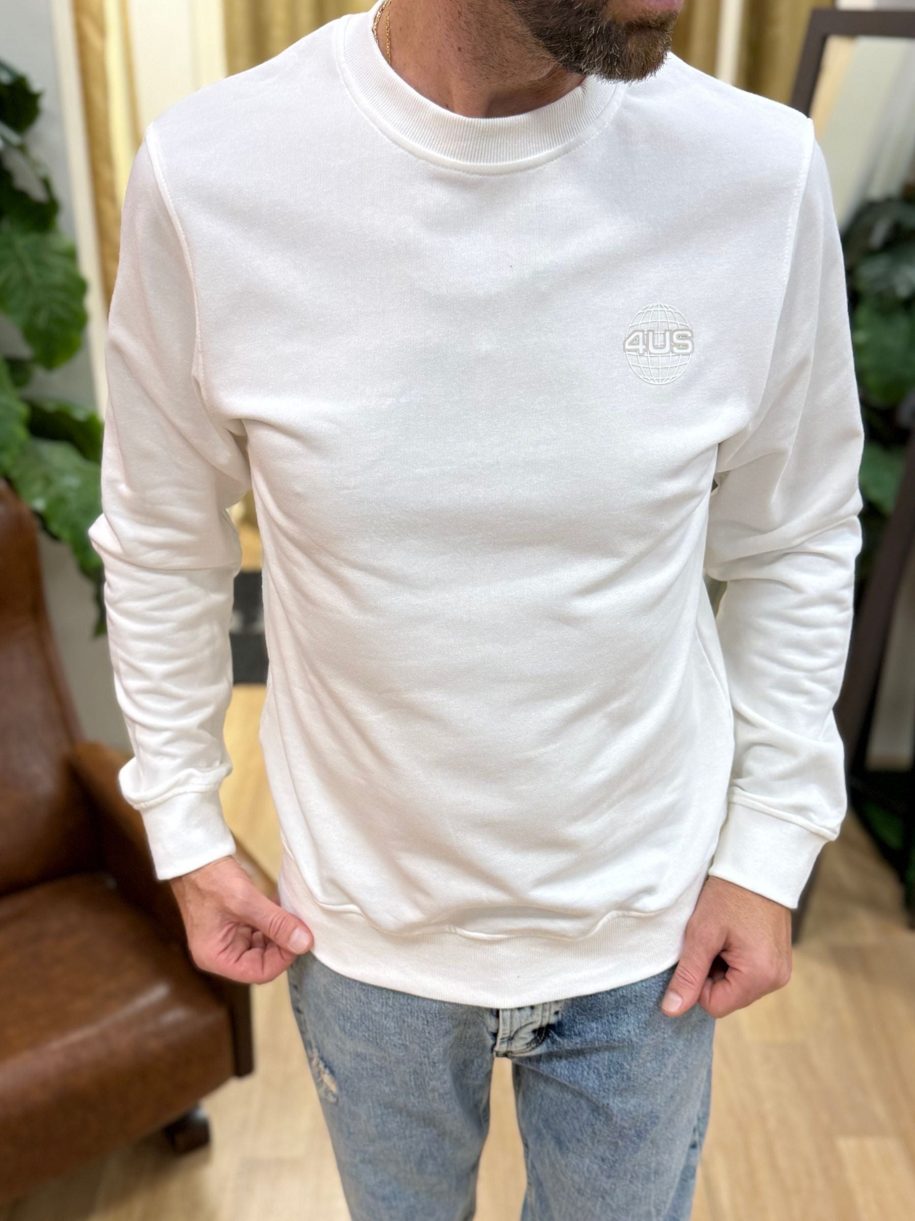 Felpa GiroCollo 4US Basic Bianco