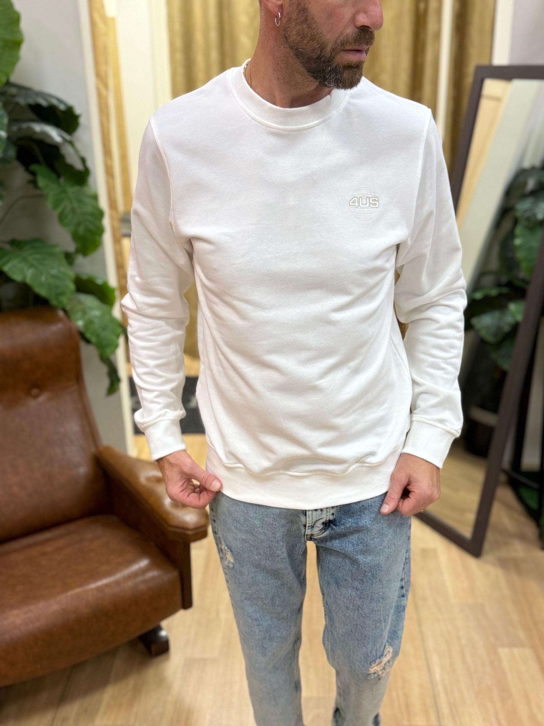 Felpa GiroCollo 4US Basic Bianco