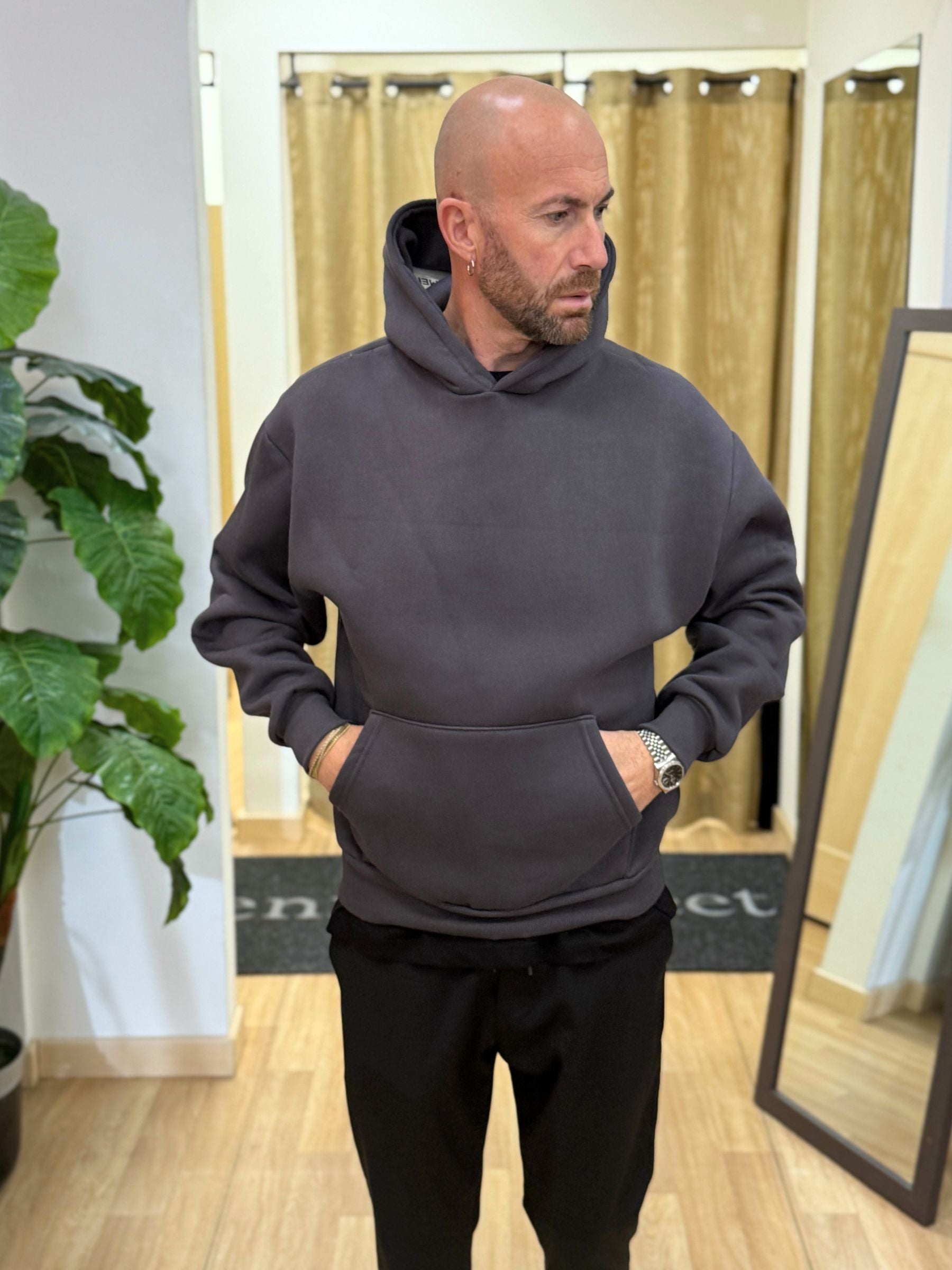 Felpa Boxy-Fit Piombo