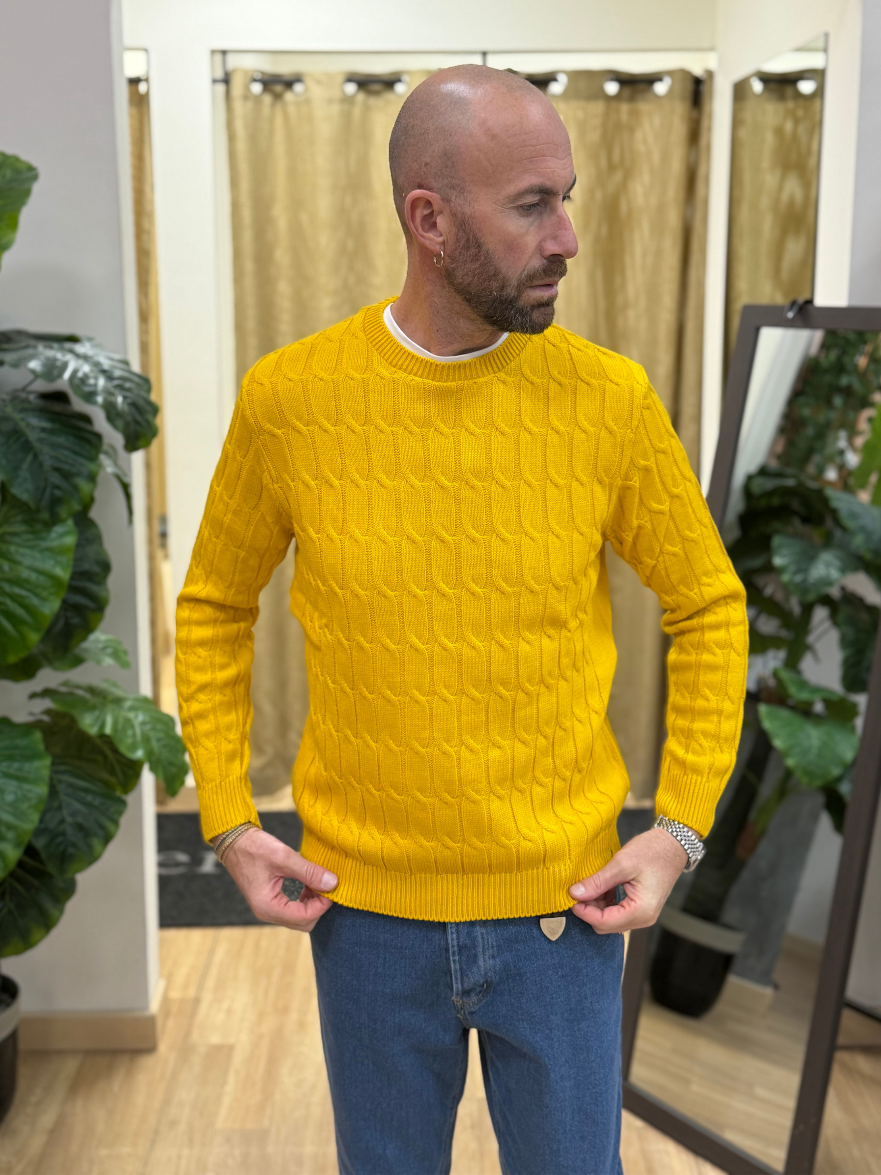 Maglioncino Treccia Gon Giallo