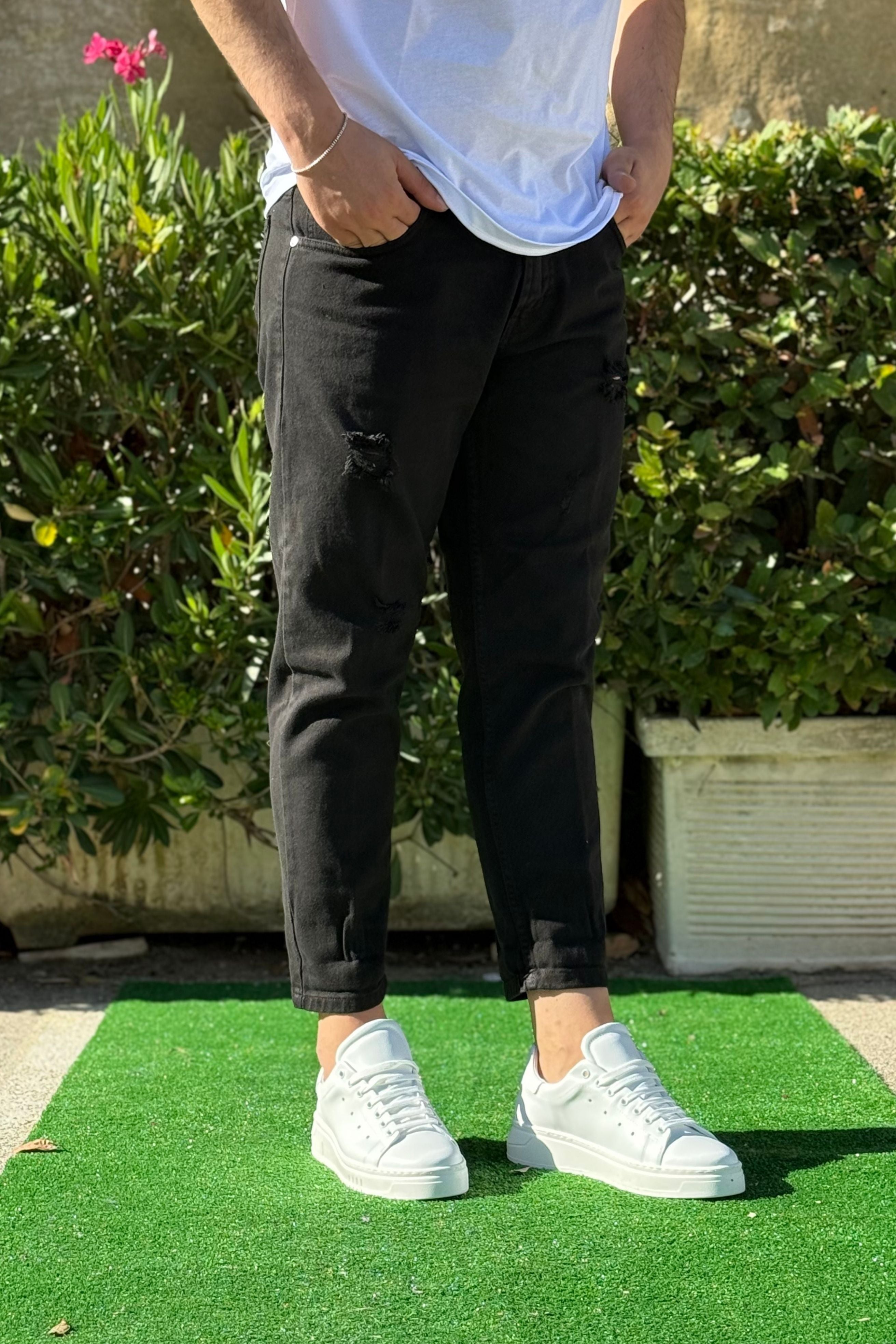 Jeans Strappato Nero
