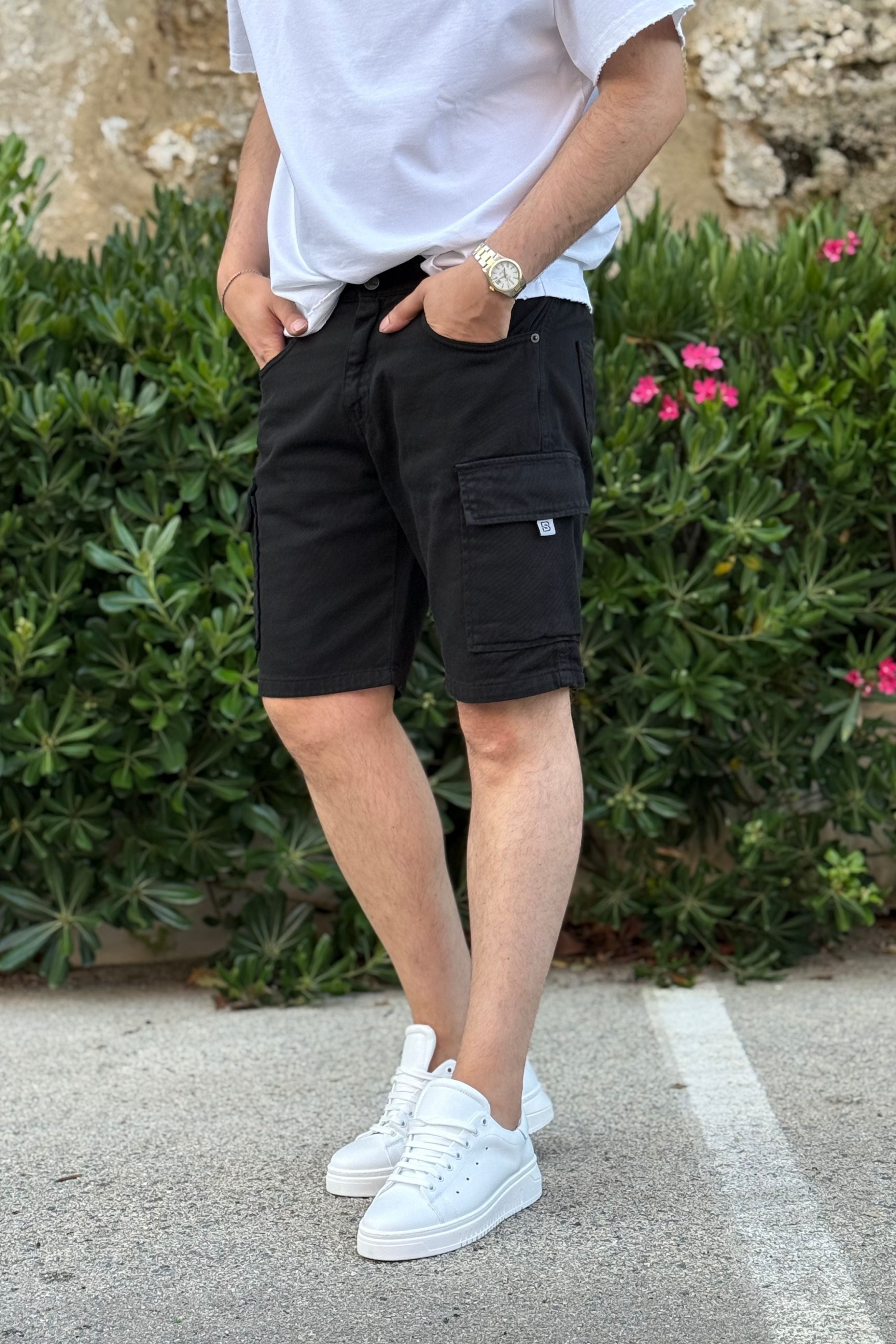 Bermuda Jeans Cargo Different Nero