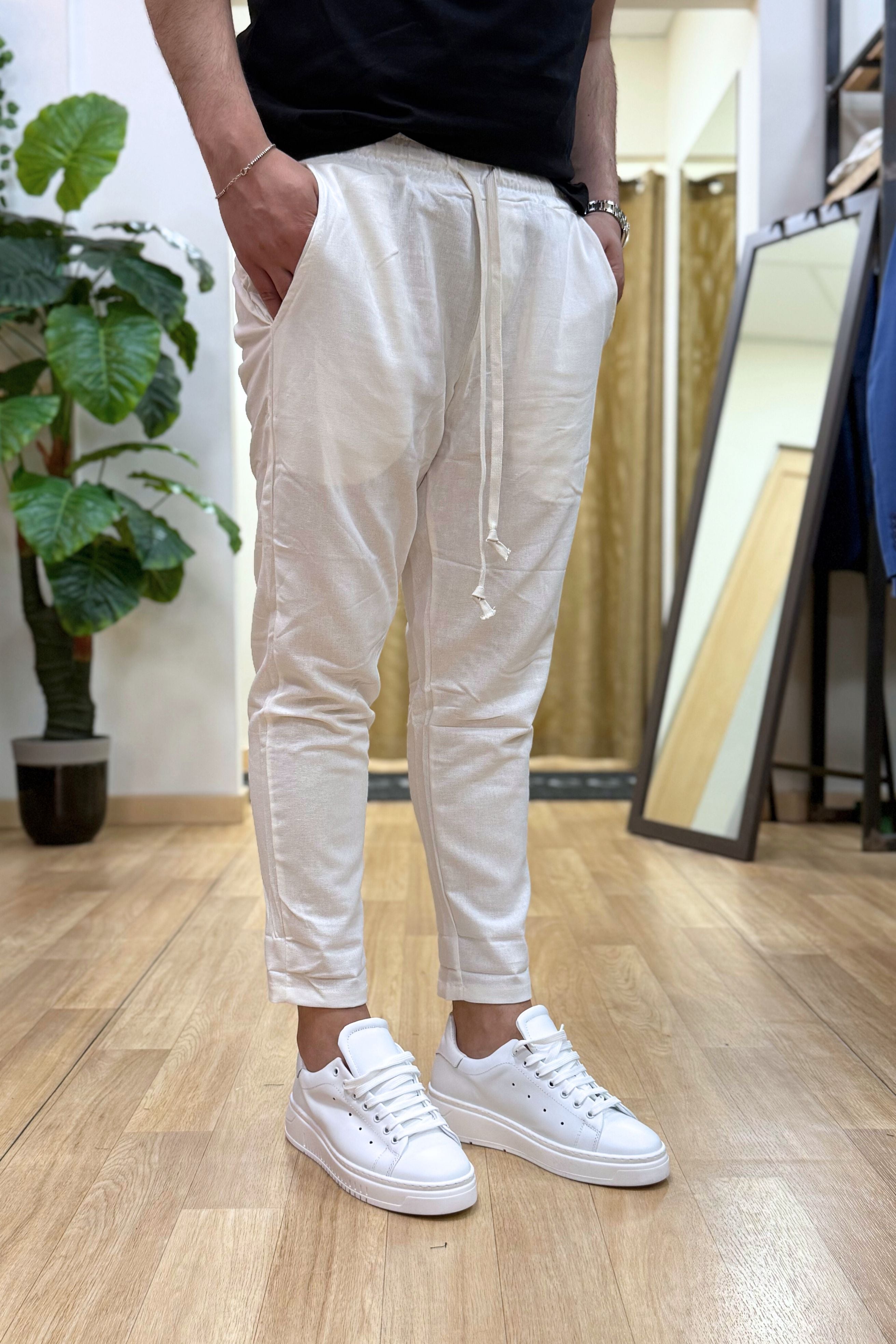 Pantalaccio Rio In Lino Bianco