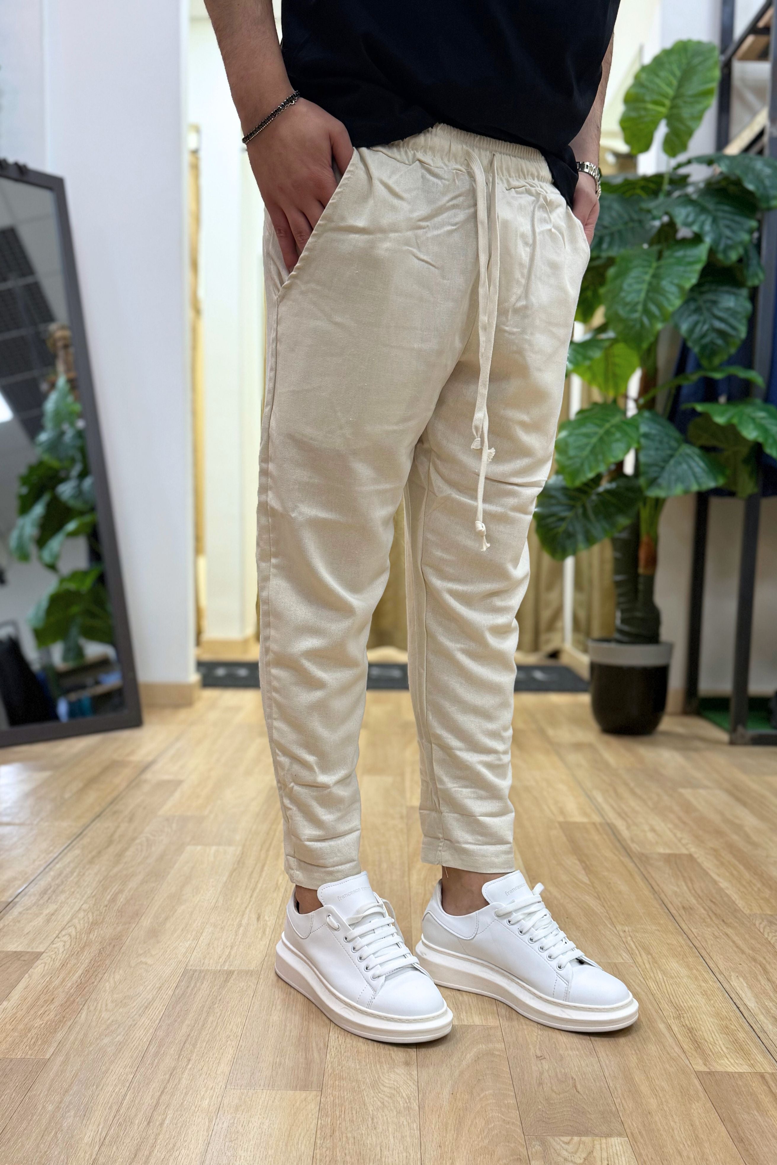 Pantalaccio Rio In Lino Panna