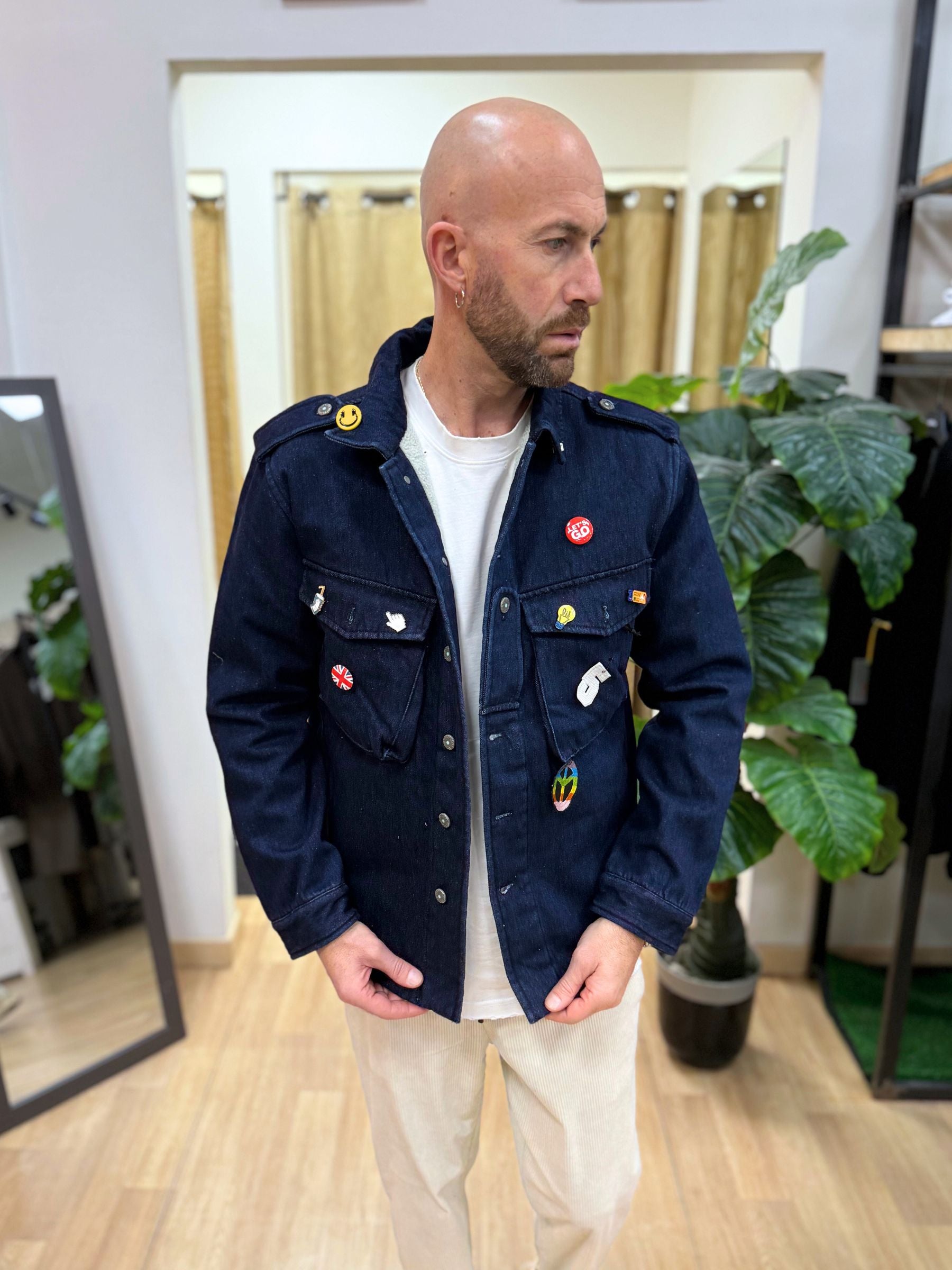 Camicione Berna Overshirt denim con fodera teddy