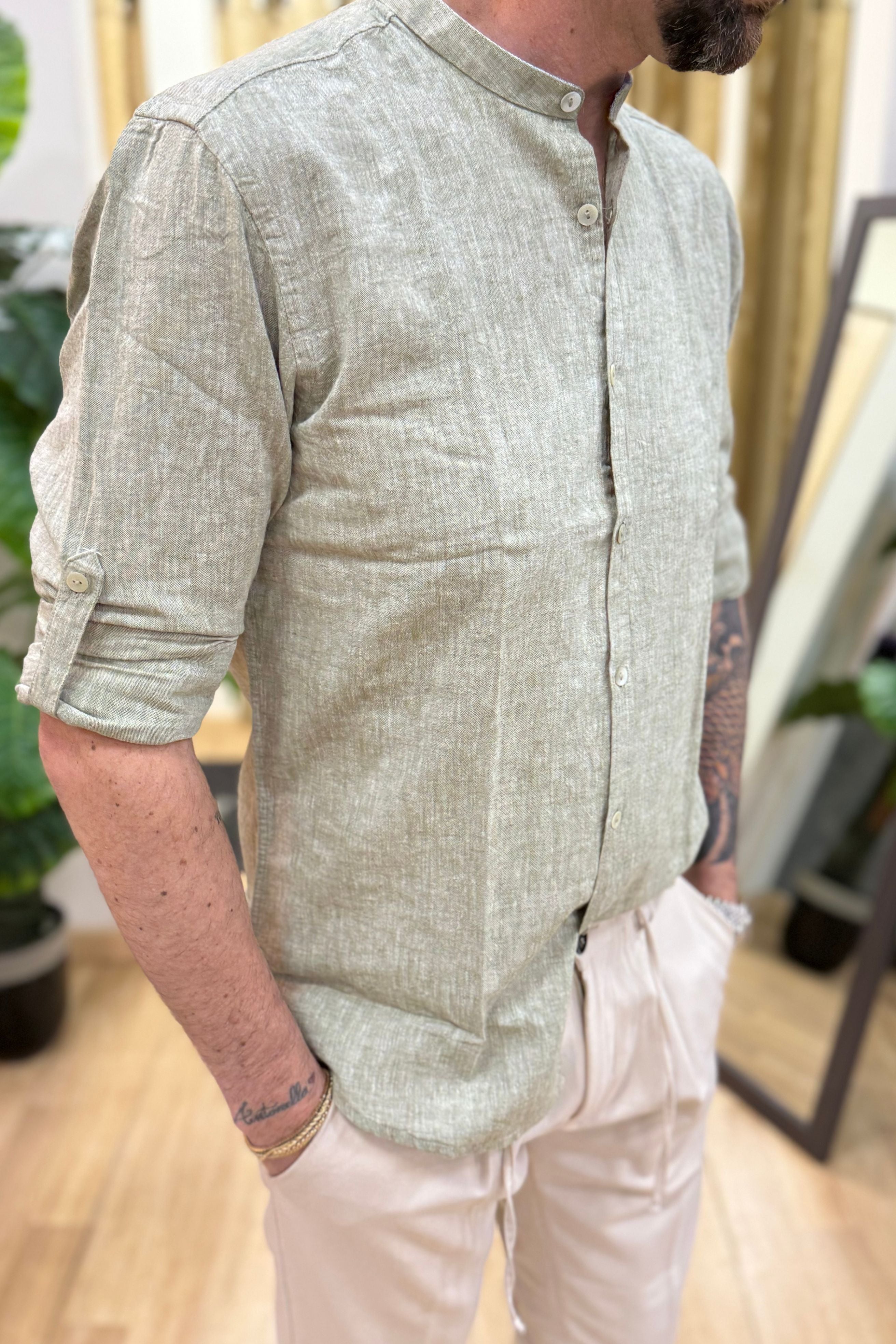 Camicia In Lino Koreana BLKS Verdone
