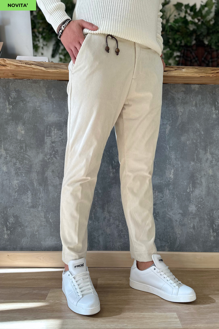Pantalone in Velluto Milano Panna