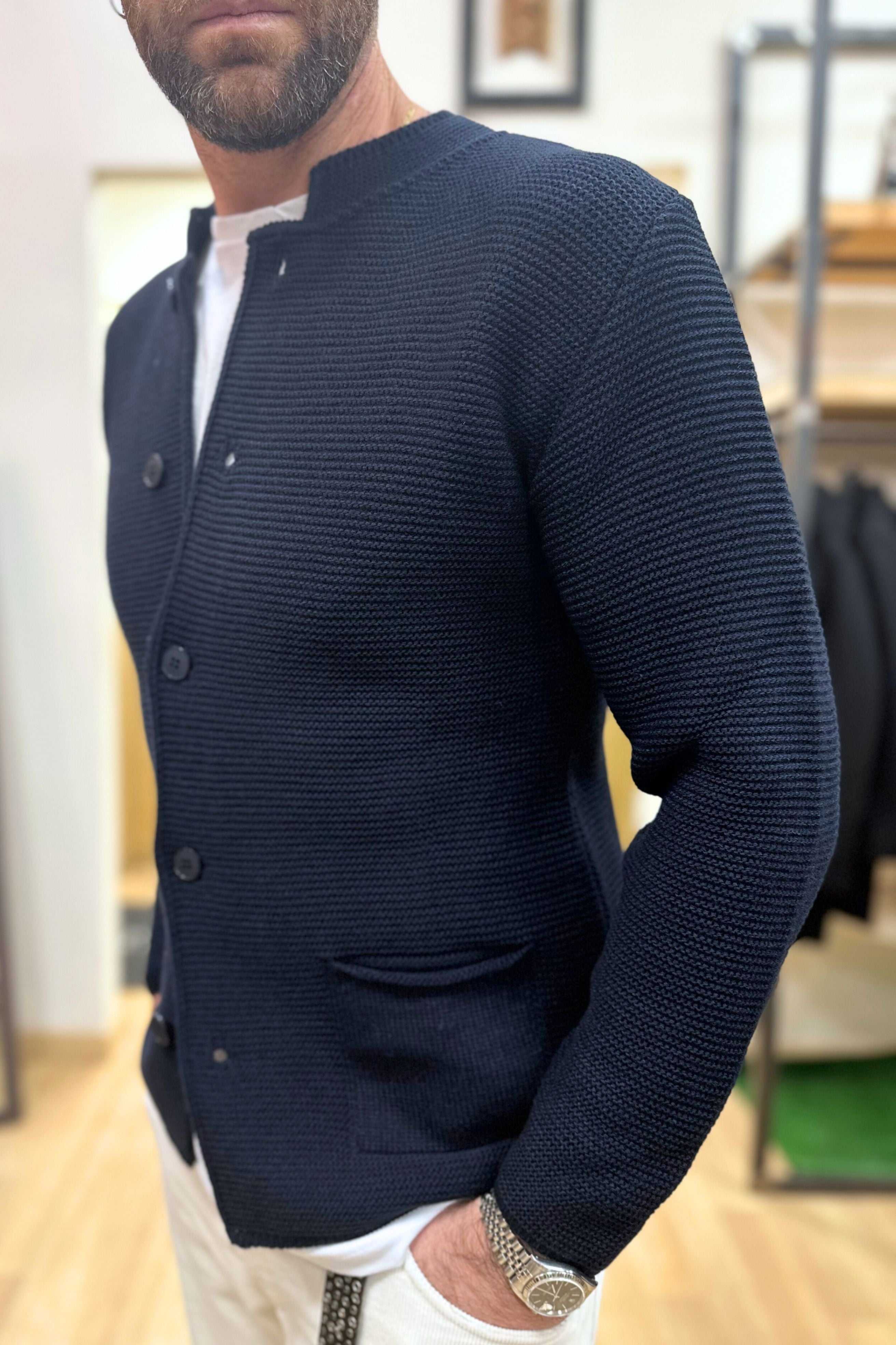 Cardigan Koreano Blu