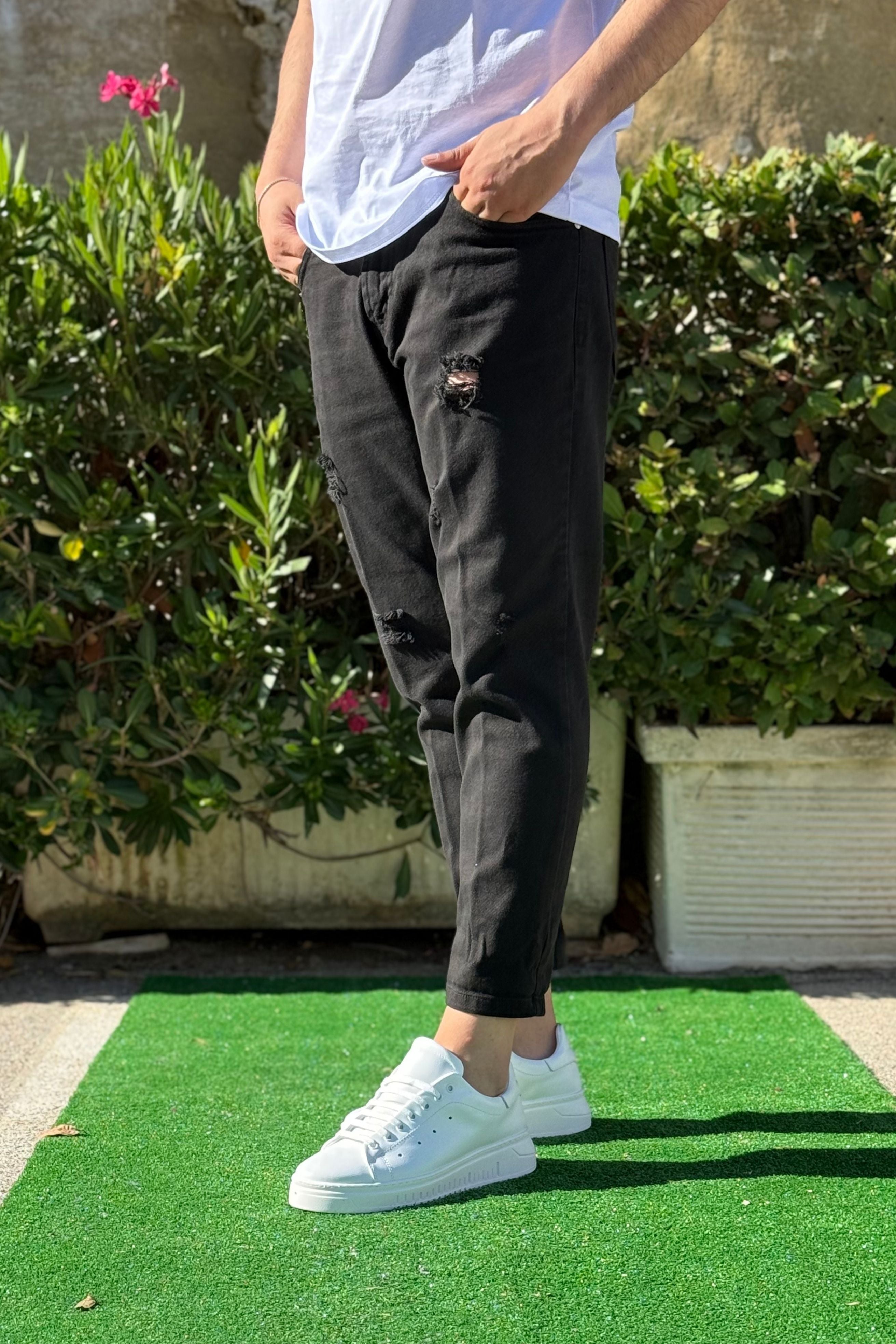 Jeans Strappato Nero