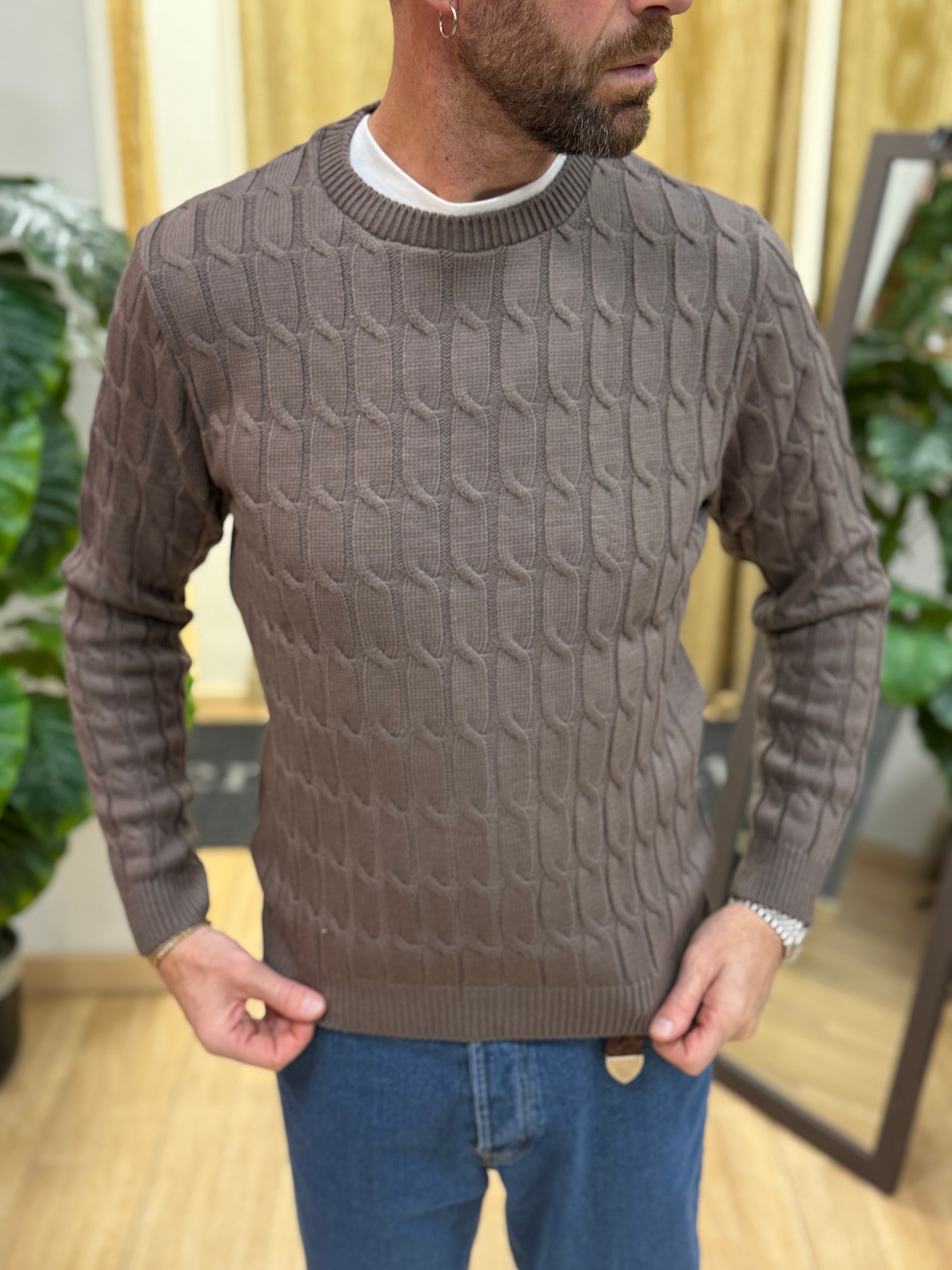 Maglioncino Treccia Gon Tortora