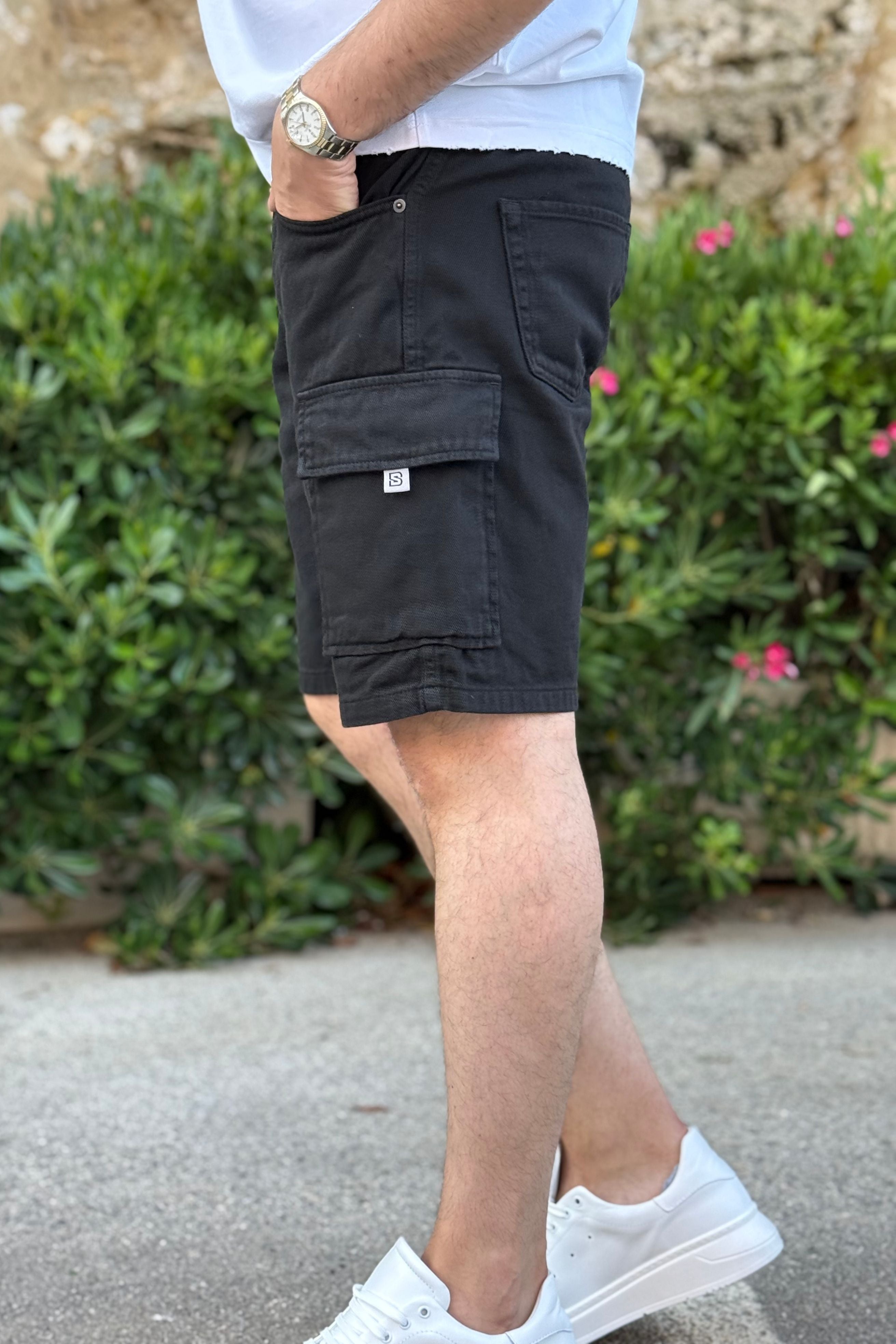 Bermuda Jeans Cargo Different Nero