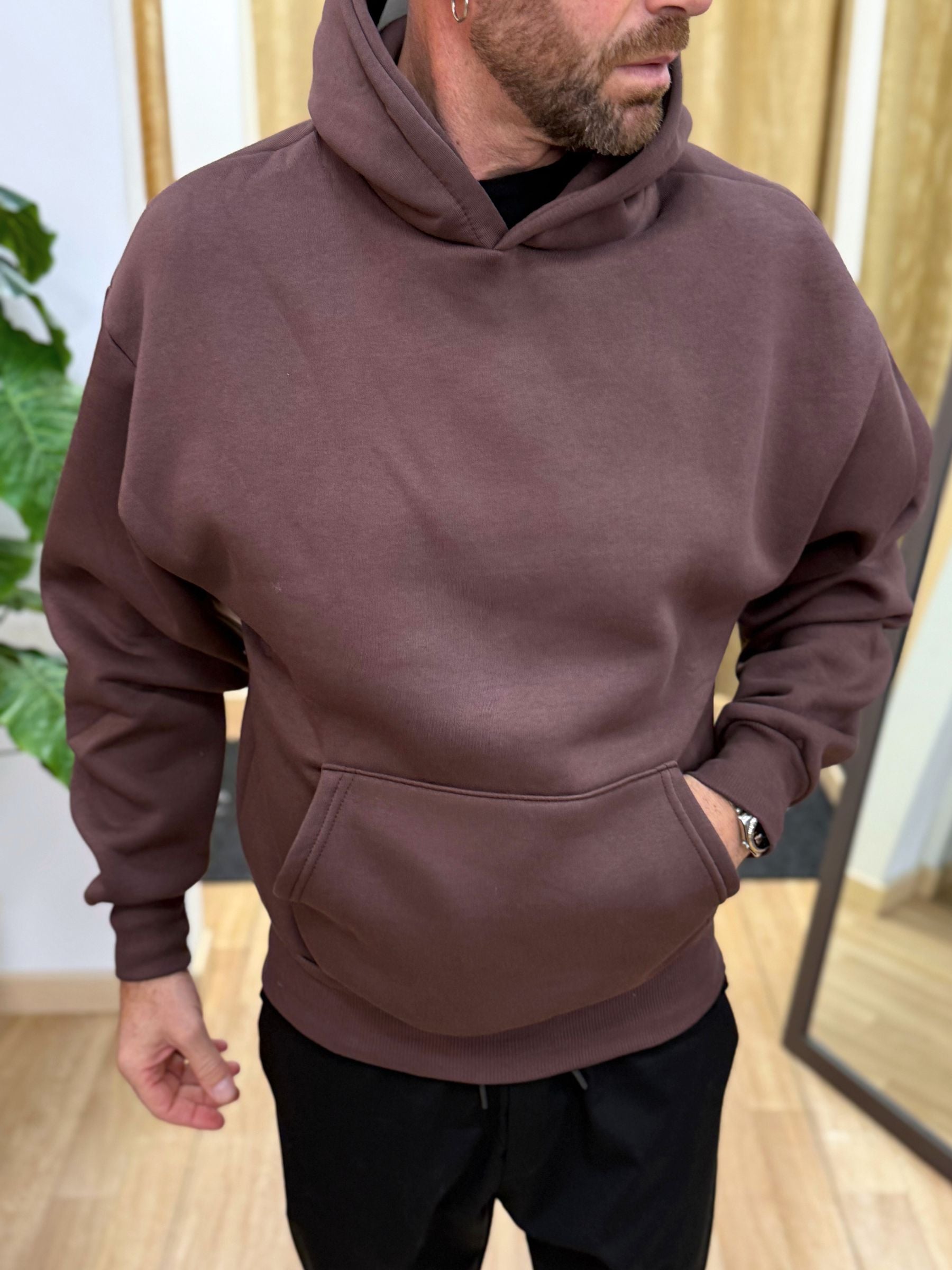Felpa Boxy-Fit Marrone