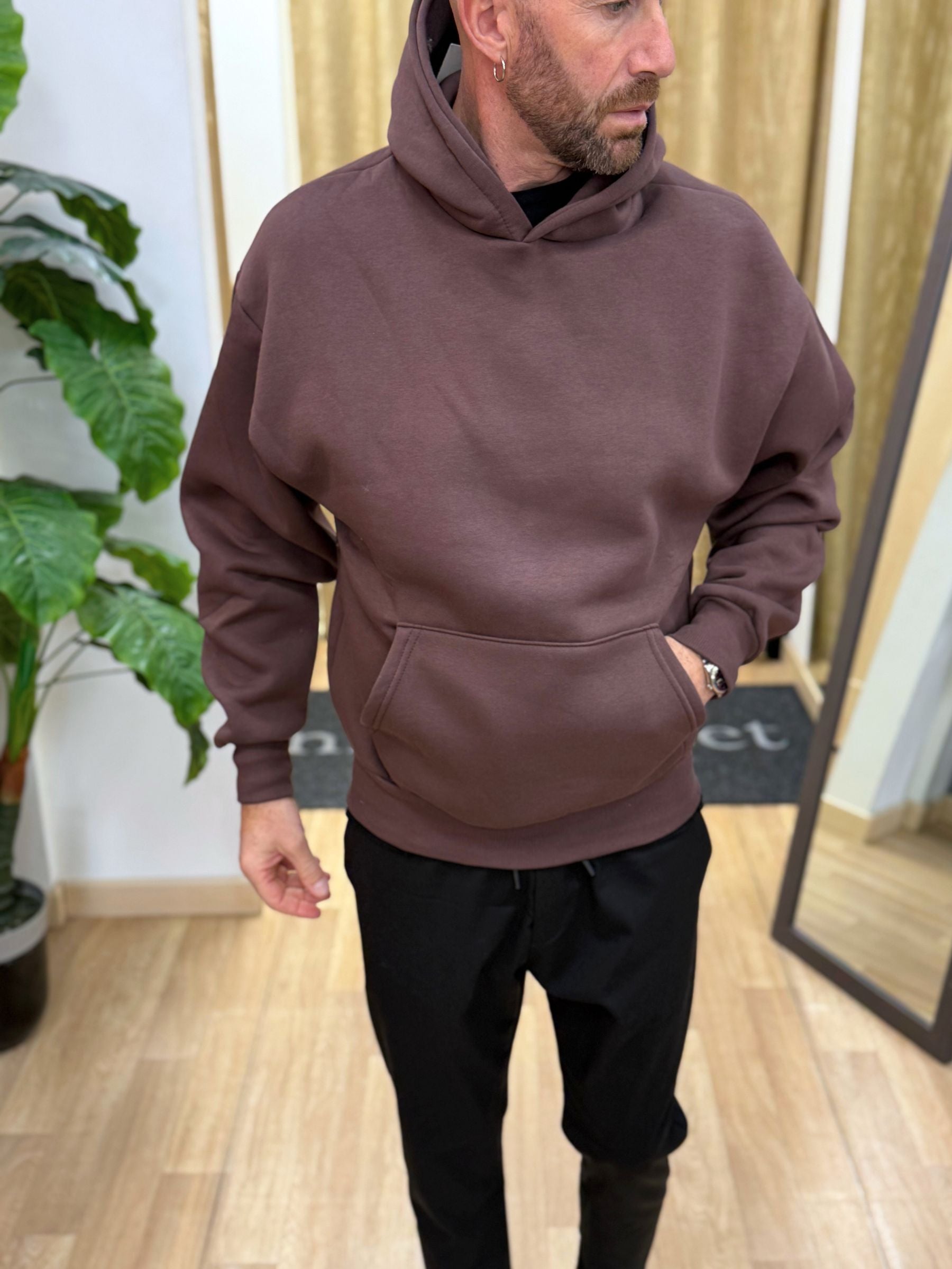 Felpa Boxy-Fit Marrone