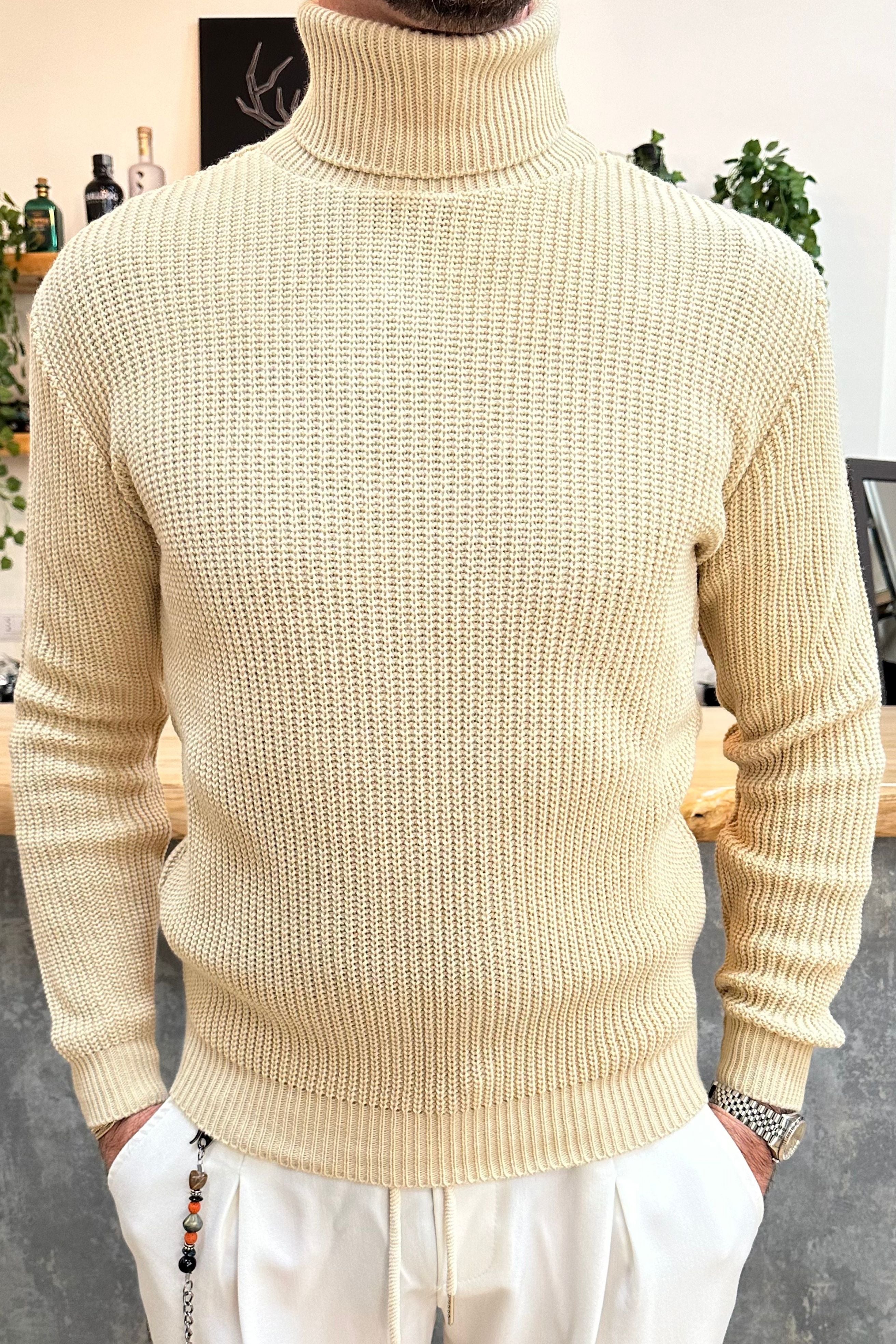 Maglia Collo Alto Beige