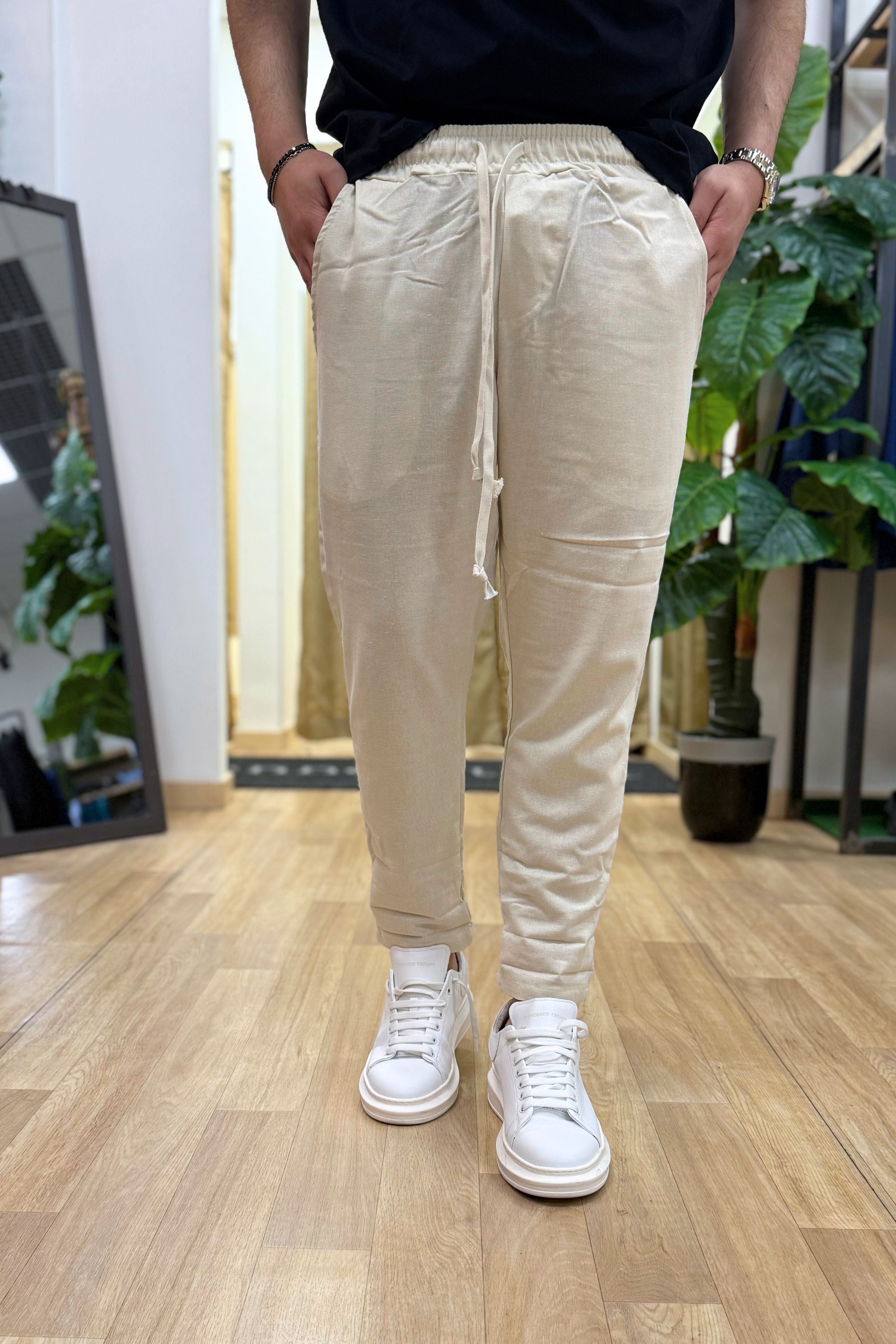 Pantalaccio Rio In Lino Panna