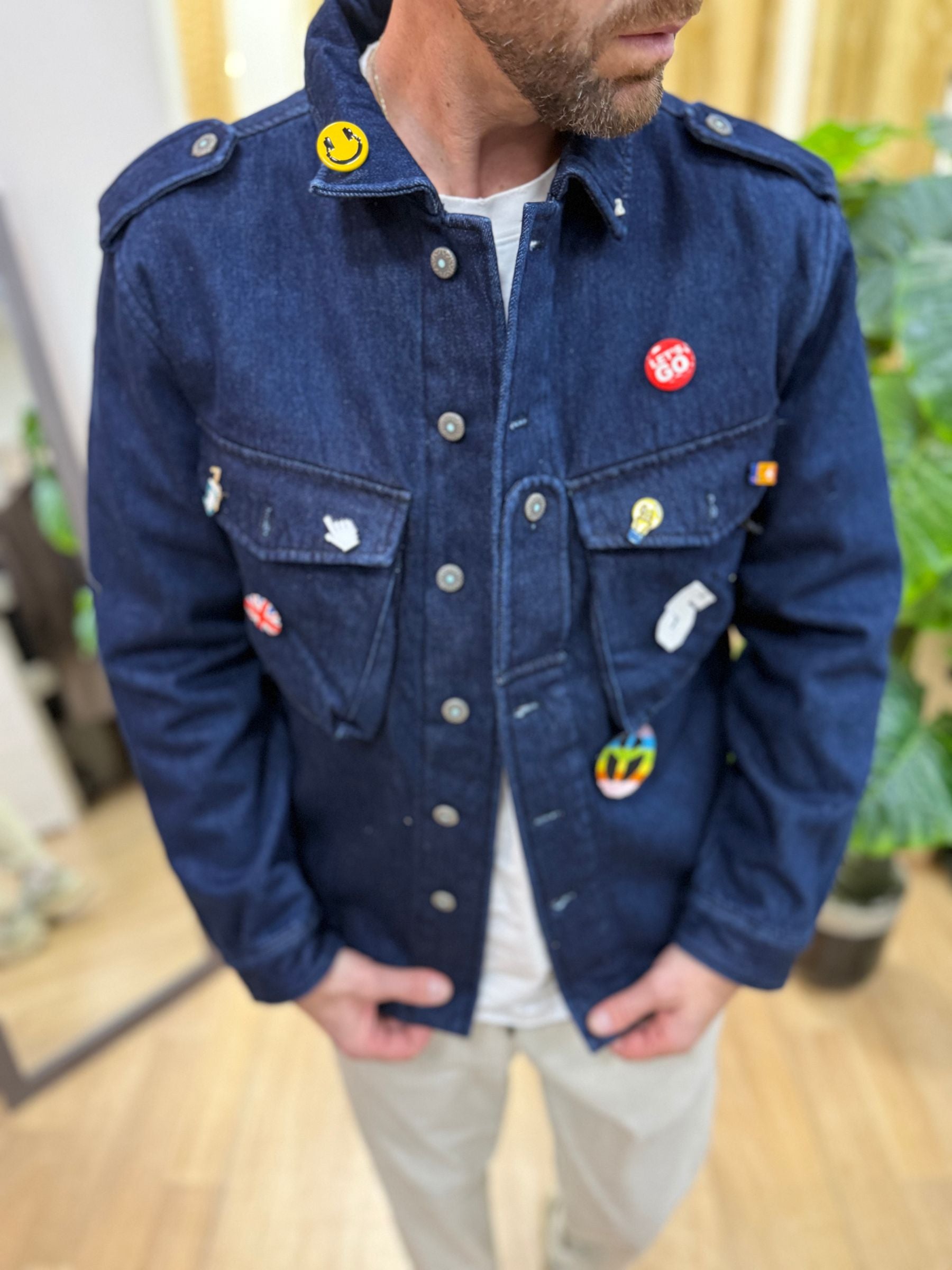 Camicione Berna Overshirt denim con fodera teddy