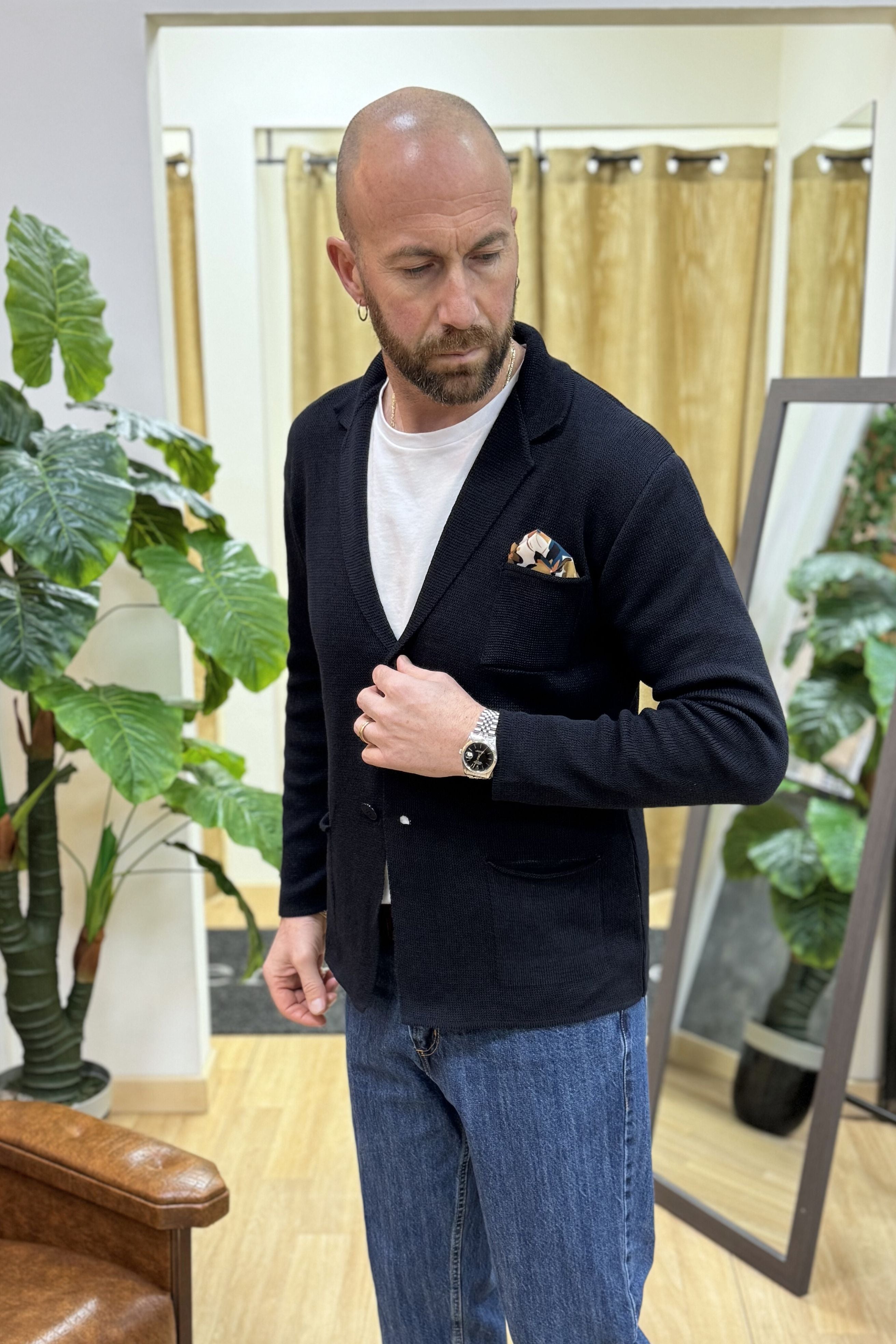 Cardigan/Giacca Cotone Blu