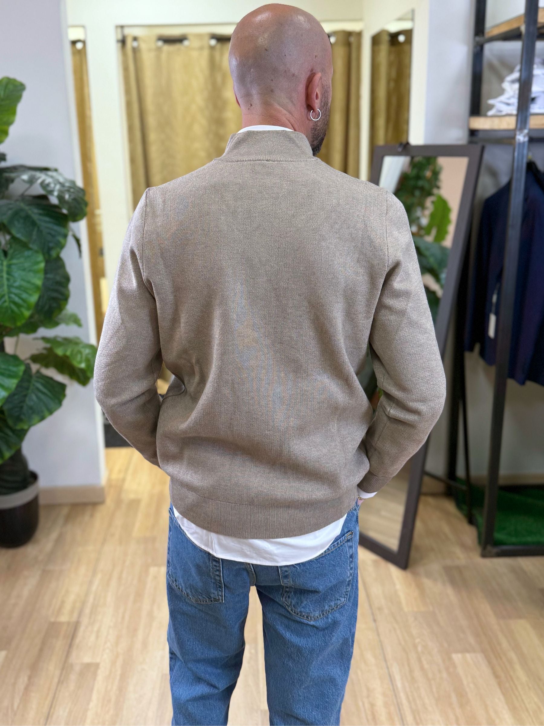 Cardigan Con Zip LP Beige